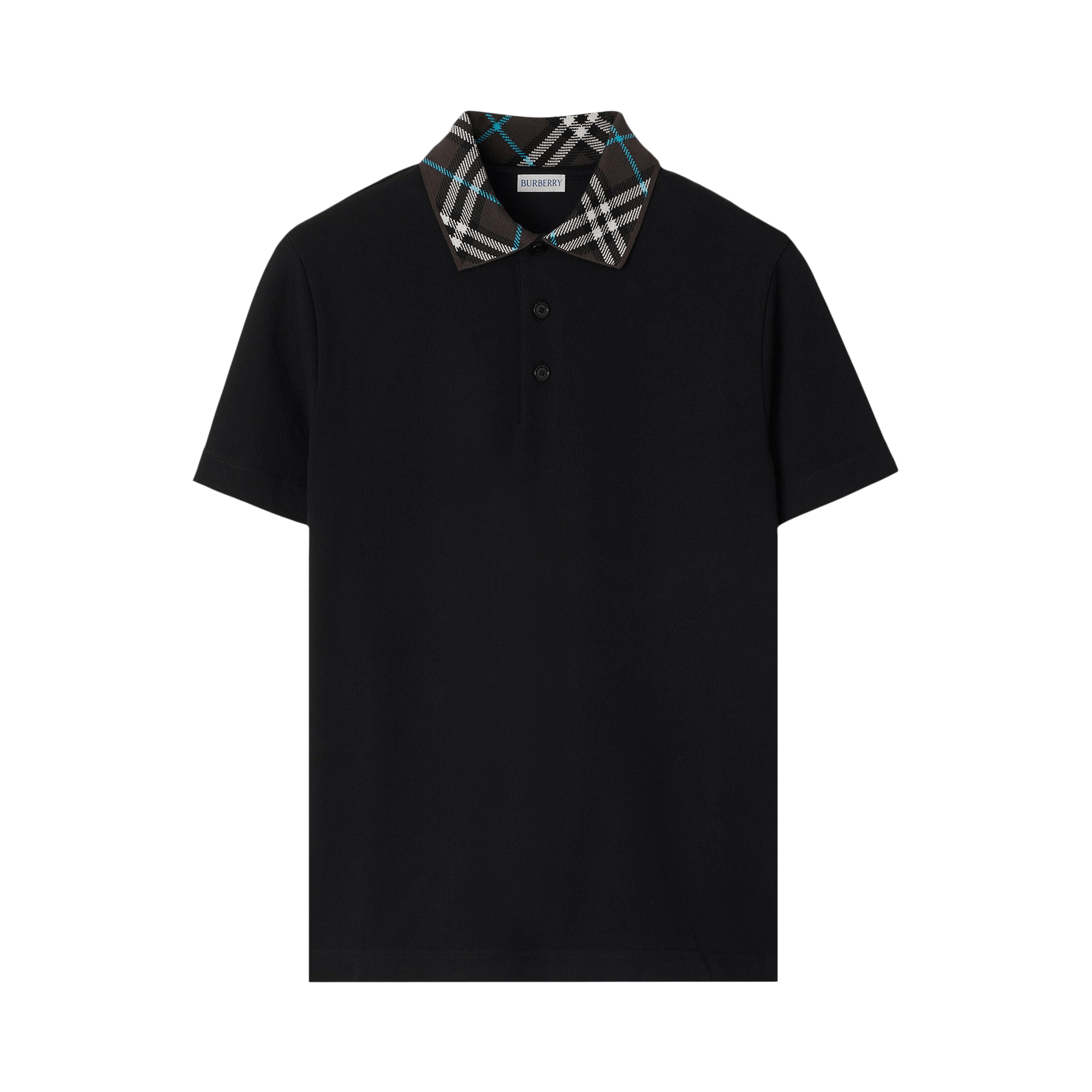 Burberry Check Collar Polo Shirt 'Black'