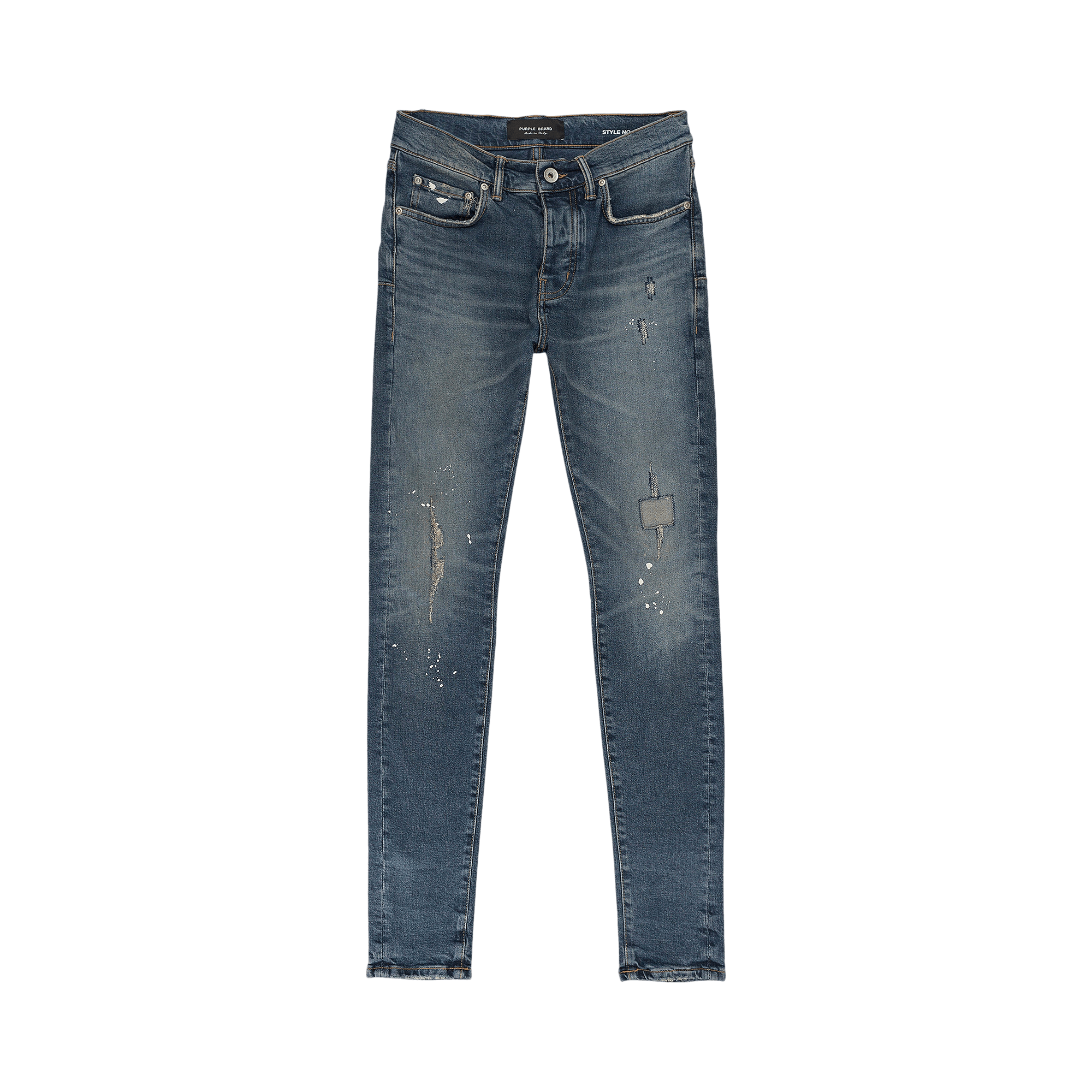 PURPLE BRAND Torn Dark Paint Skinny Jeans 'Indigo'