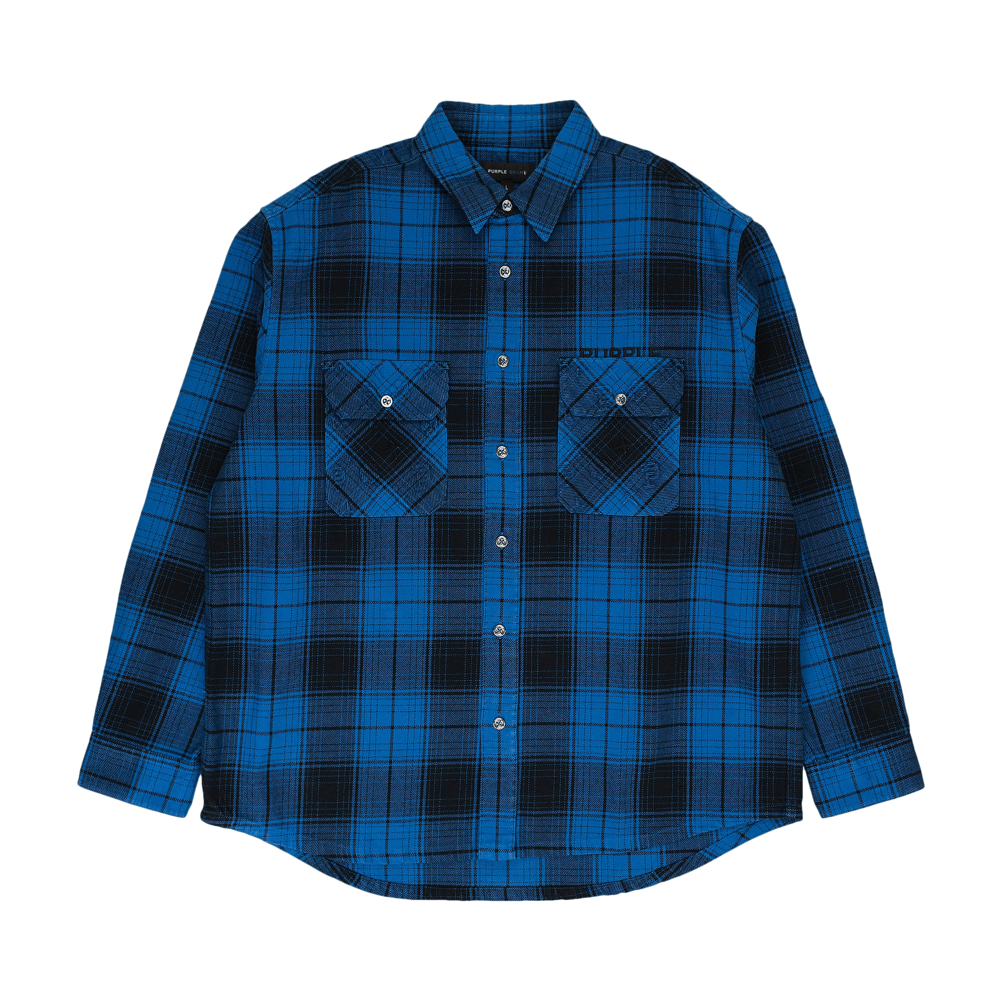 PURPLE BRAND Plaid Flannel Long-Sleeve Shirt 'Blue'