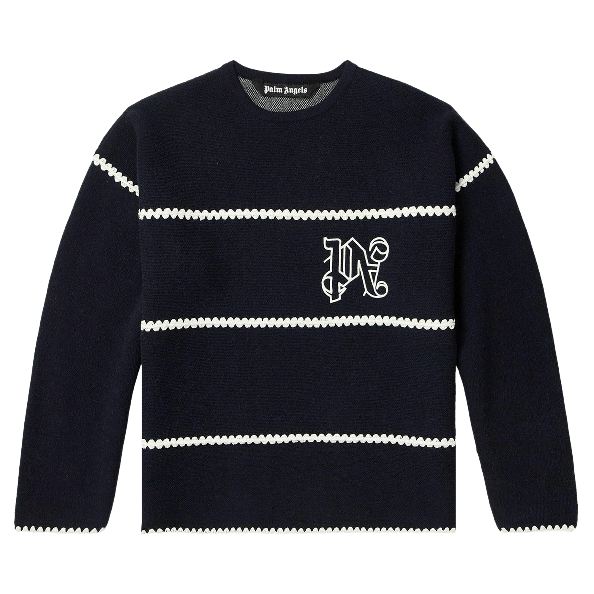 Palm Angels Monogram Striped Sweater 'Navy Blue'