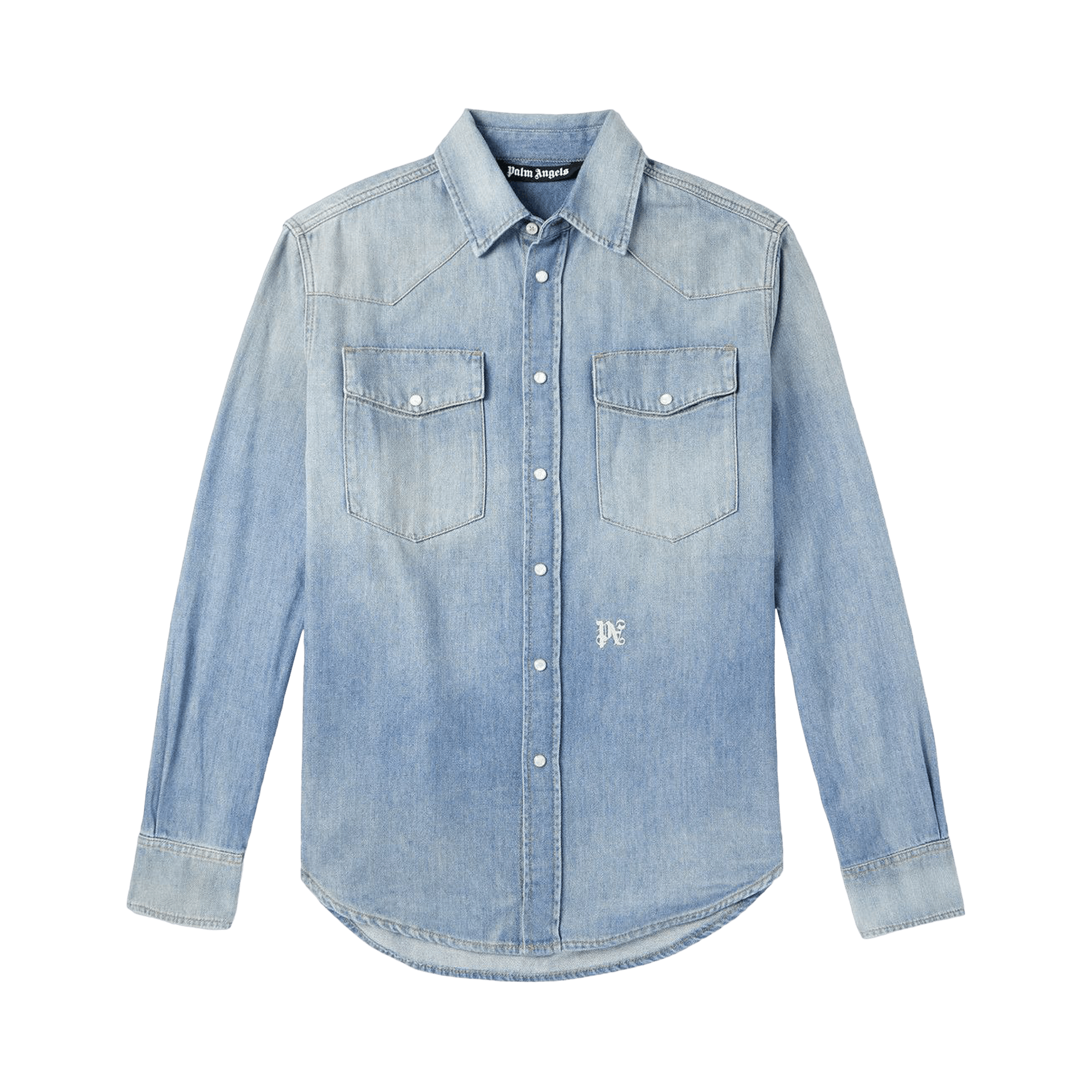 Palm Angels Monogram Denim Shirt 'Light Blue'