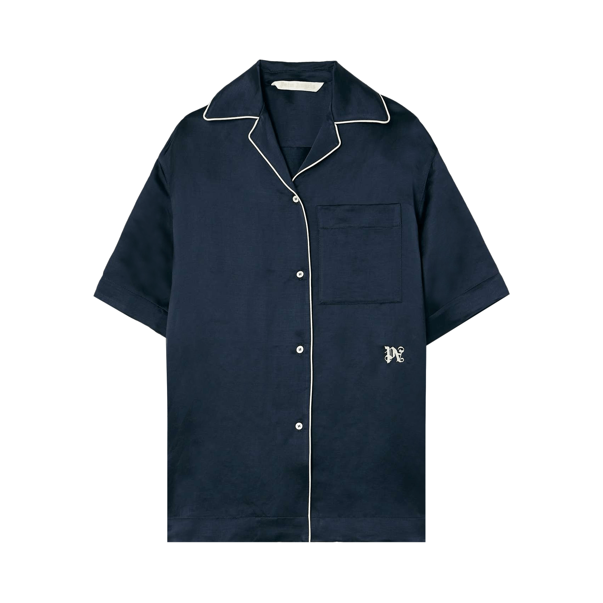 Palm Angels Monogram Satin Bowling Shirt 'Black'