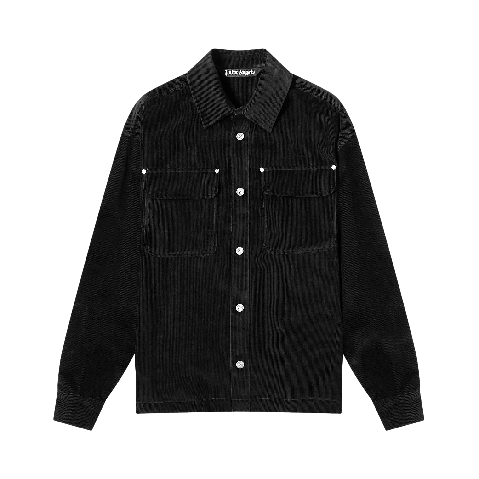 Palm Angels Velvet Back Logo Overshirt 'Black'