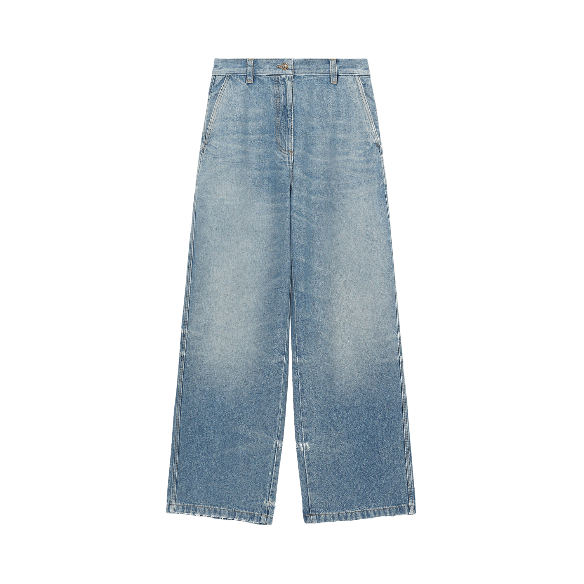 Palm Angels Washed Logo Wide Denim Jeans 'Blue'