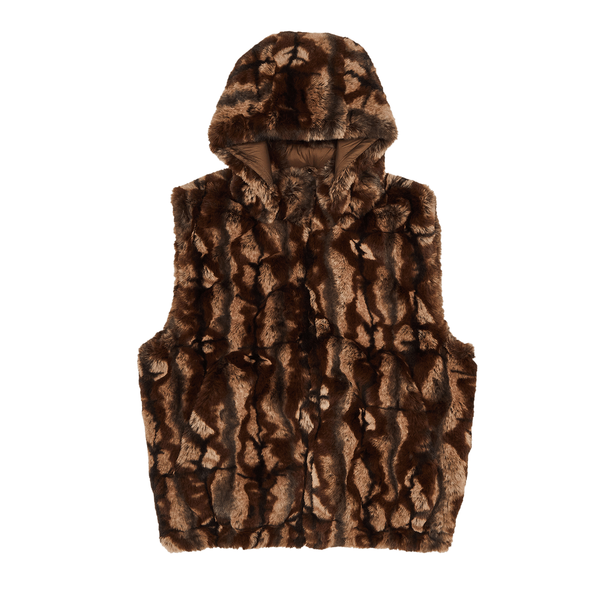 Supreme Faux Fur Hooded Vest 'Brown'