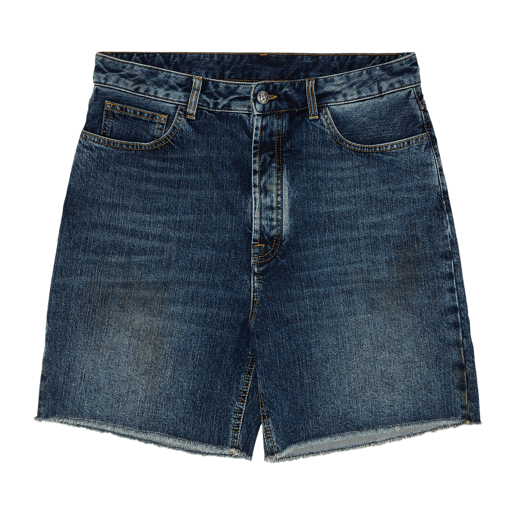 Palm Angels Curved Logo Denim Shorts 'Blue/Light Blue'