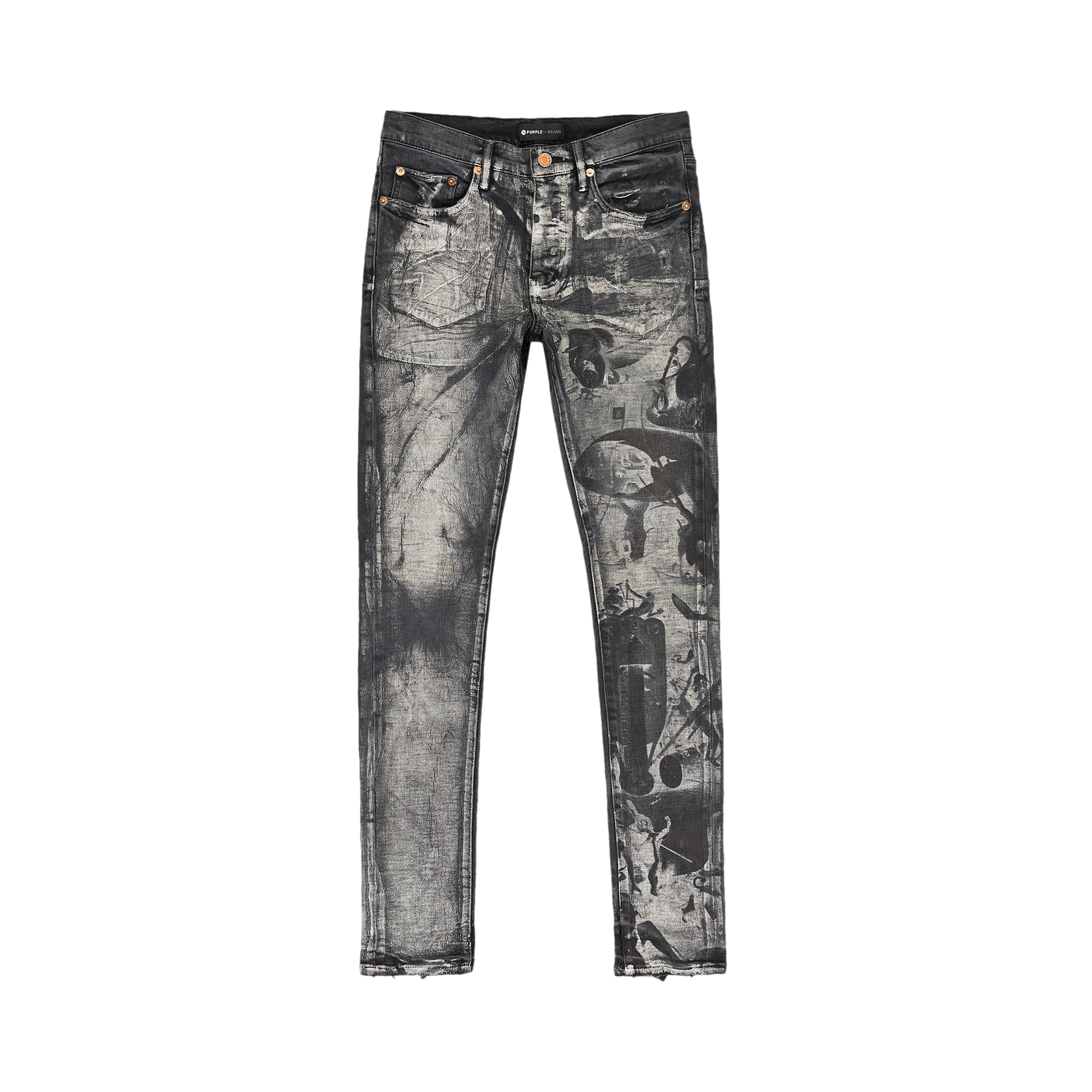 PURPLE BRAND Washed Iridescent Pearl Skinny Jeans 'Black'