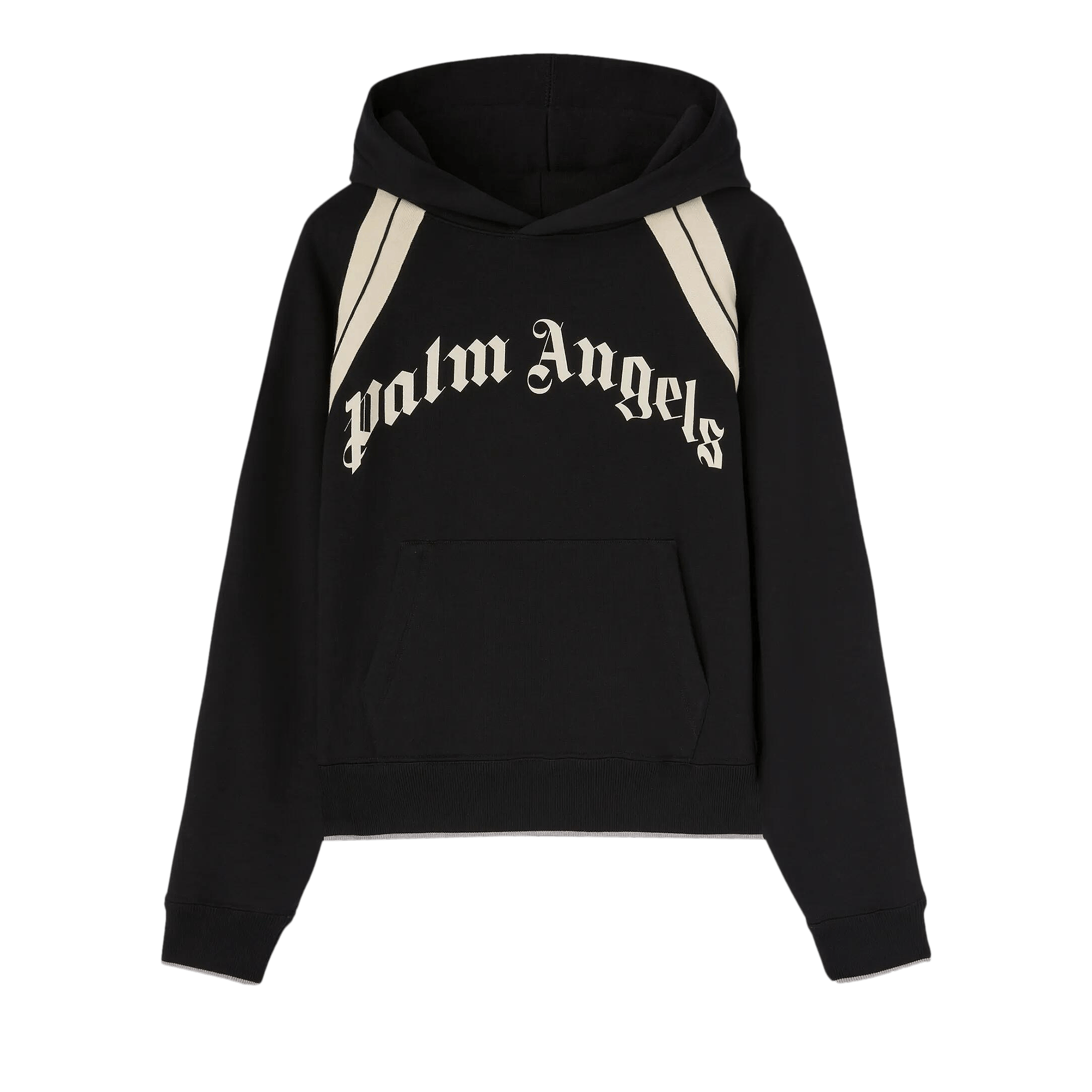 Palm Angels Curved Logo Track Hoodie 'Black/Ivory'
