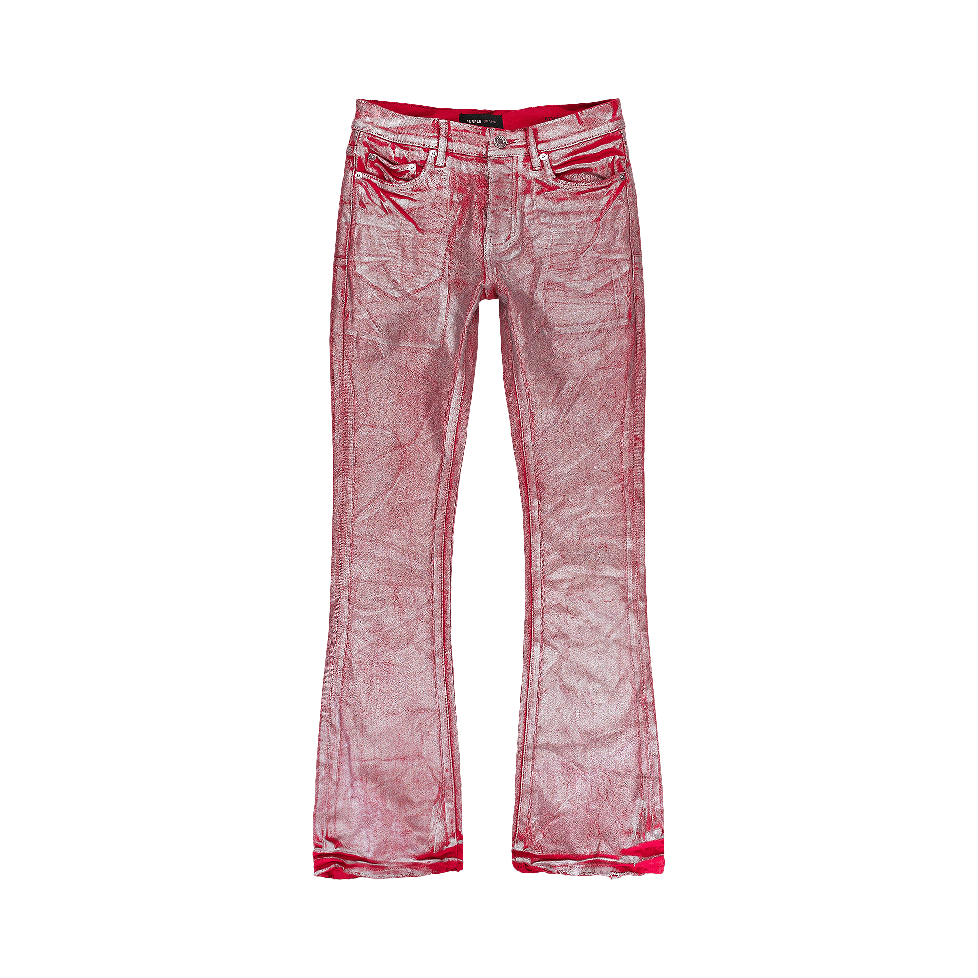 PURPLE BRAND Silver Foil Flare Jeans 'Red'