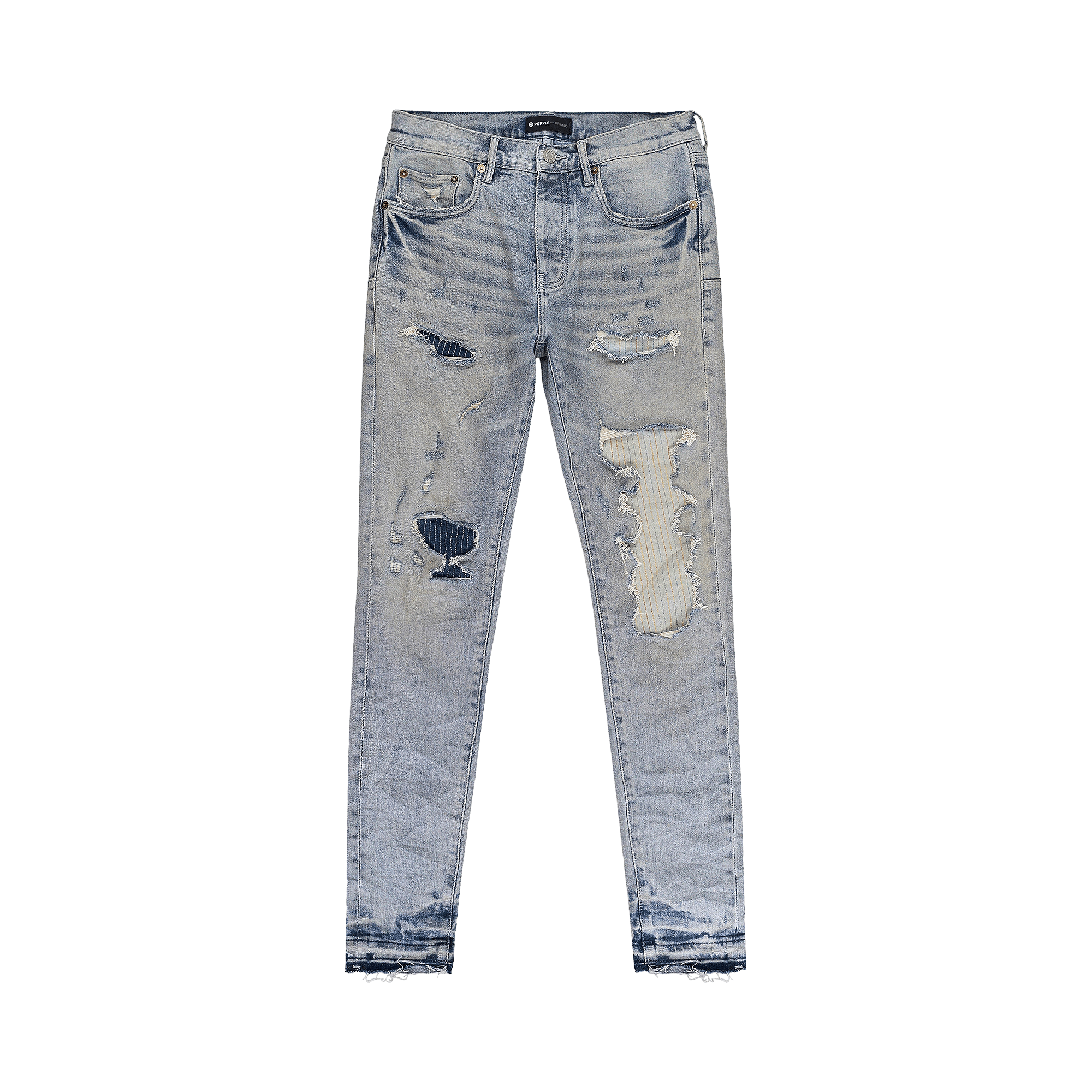 PURPLE BRAND Light Stitch Patch Repair Skinny Jeans 'Indigo'