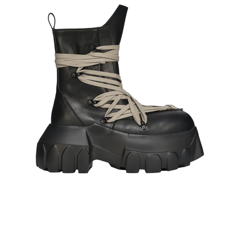 Black Hollywood Megalace Mega Tractor Boots by Rick Owens on