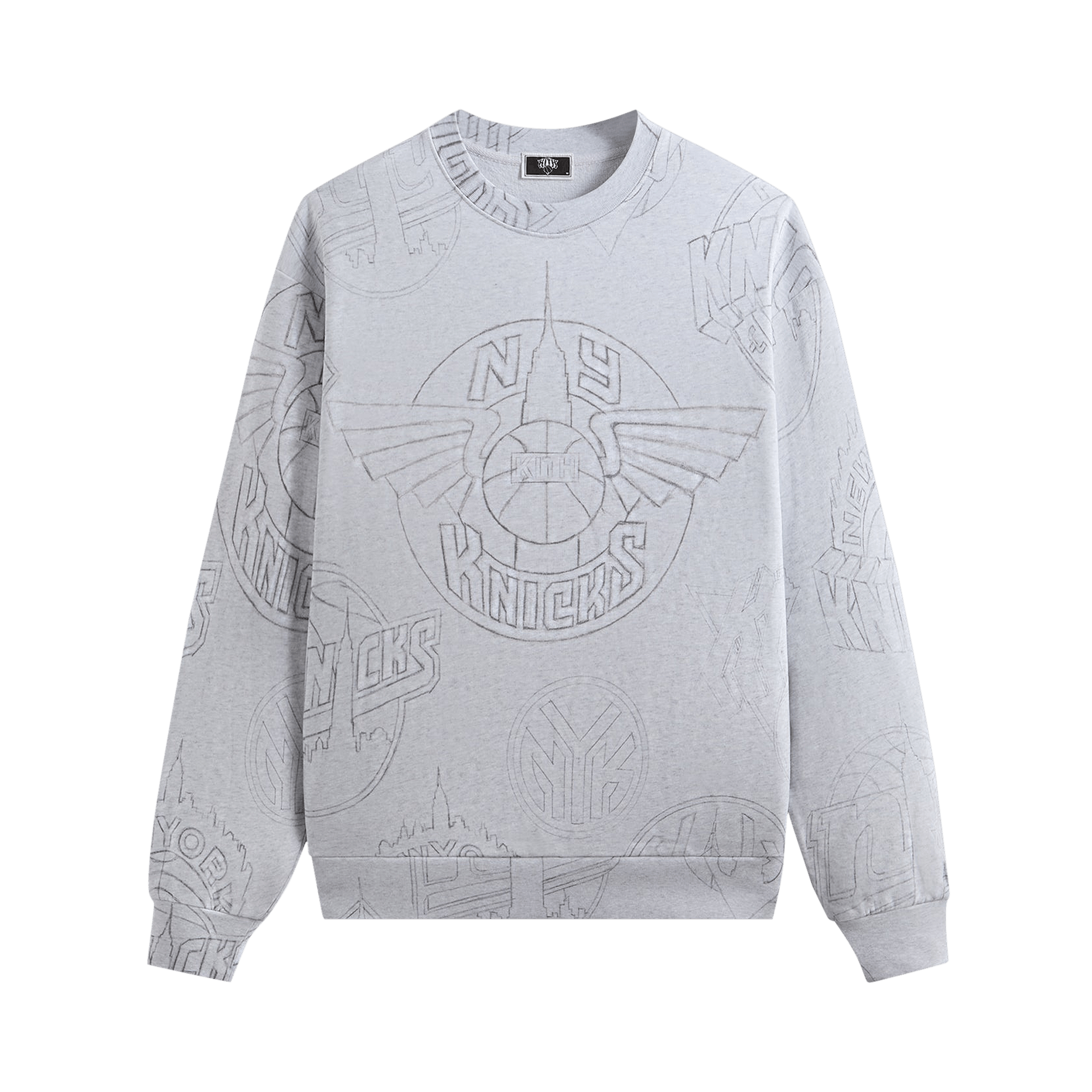 Kith For The New York Knicks Sketched Vintage Nelson Crewneck 'Light Heather Grey'