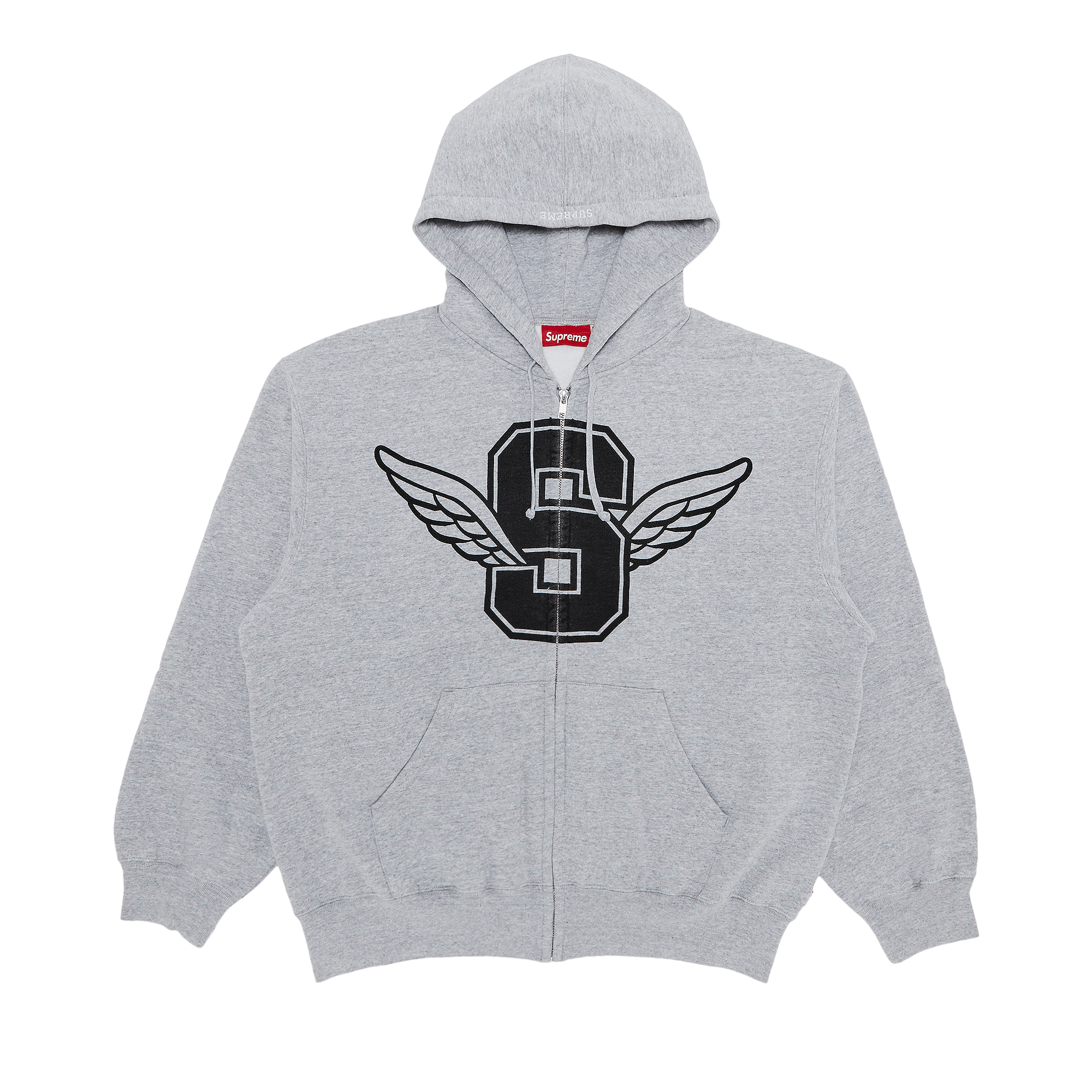 Supreme Wings Zip Up Hooded Sweatshirt 'Heather Grey'