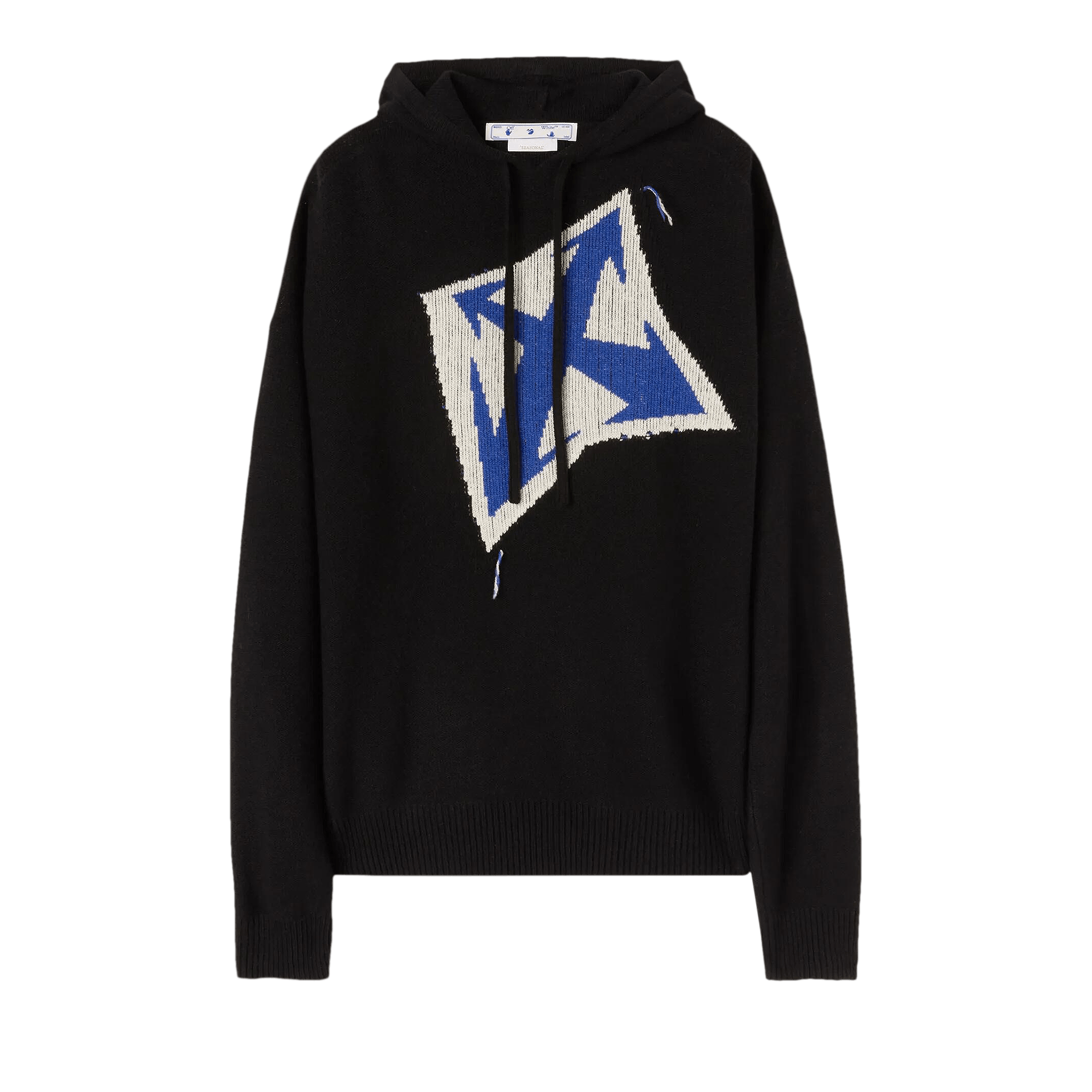 Off-White Thunder Arrow Chunky Knit Hoodie 'Black/Peacock'