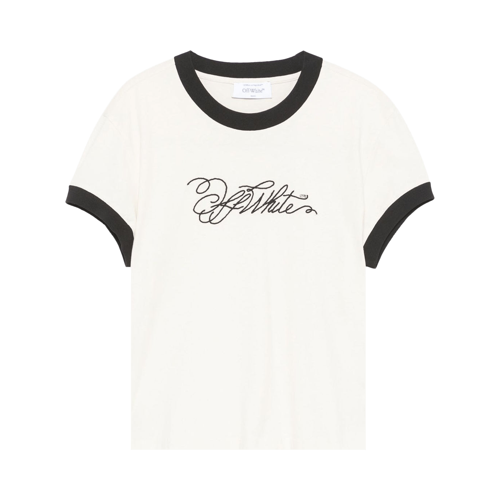 Off-White Logo Embroidered T-Shirt 'White Asparagus'