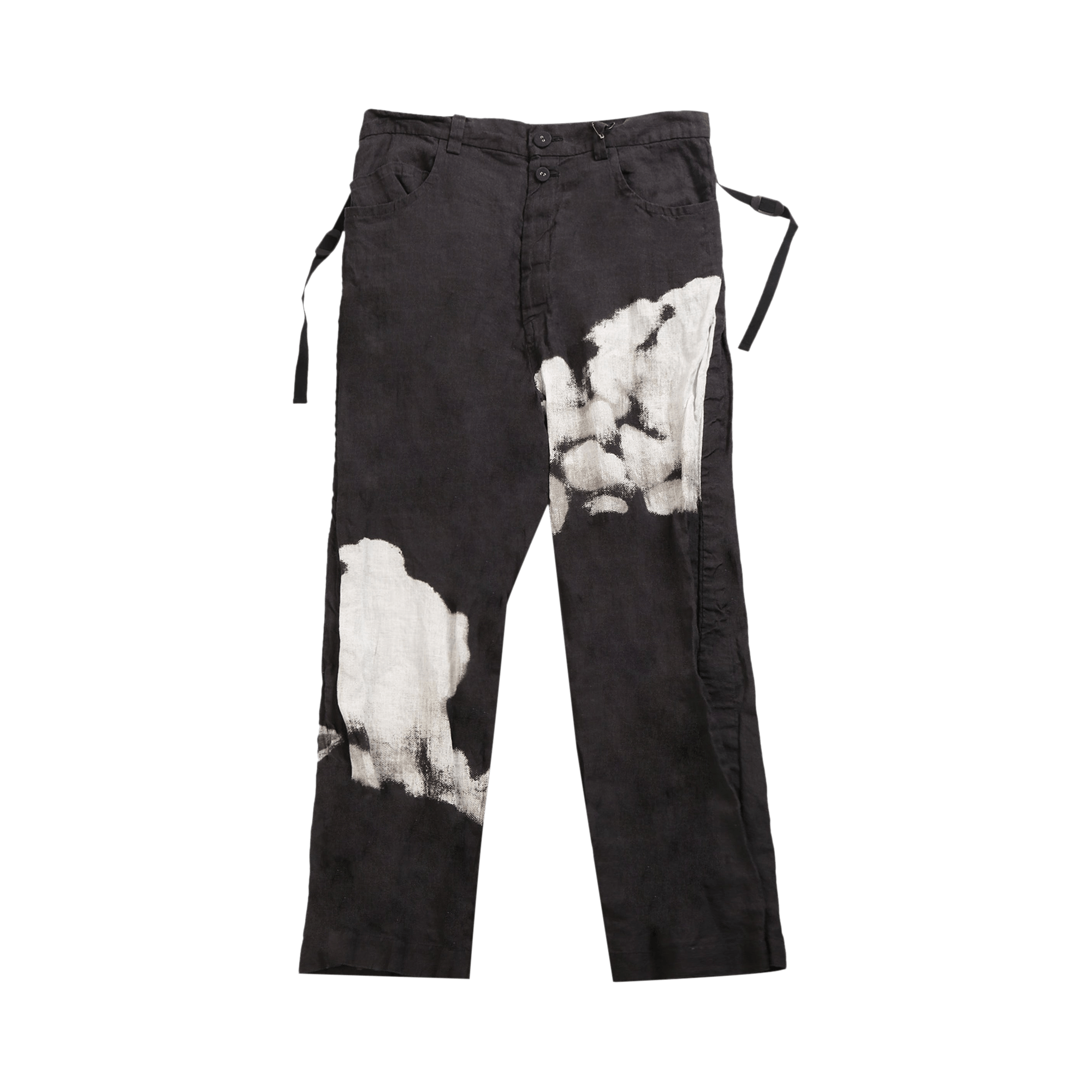 Undercover Printed Linen Trousers 'Black Base'
