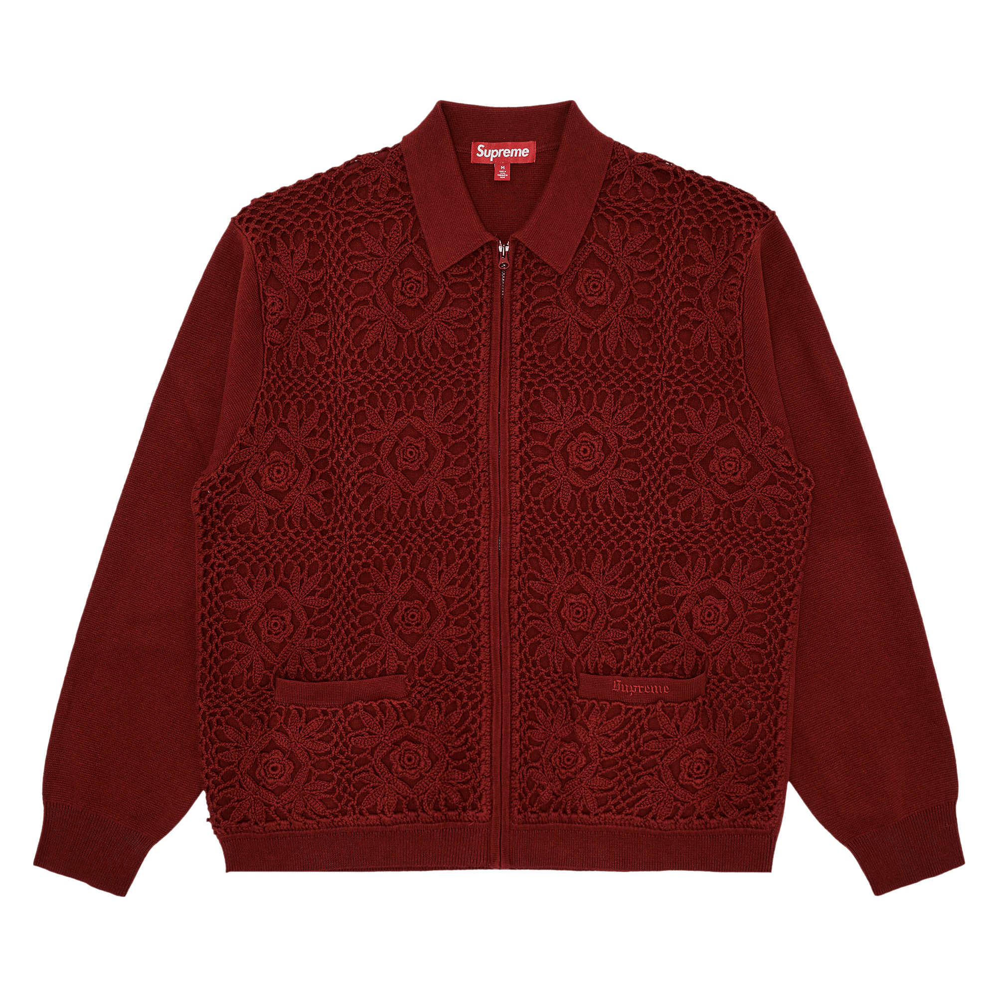 Supreme Crochet Zip Up Cardigan 'Dark Red'