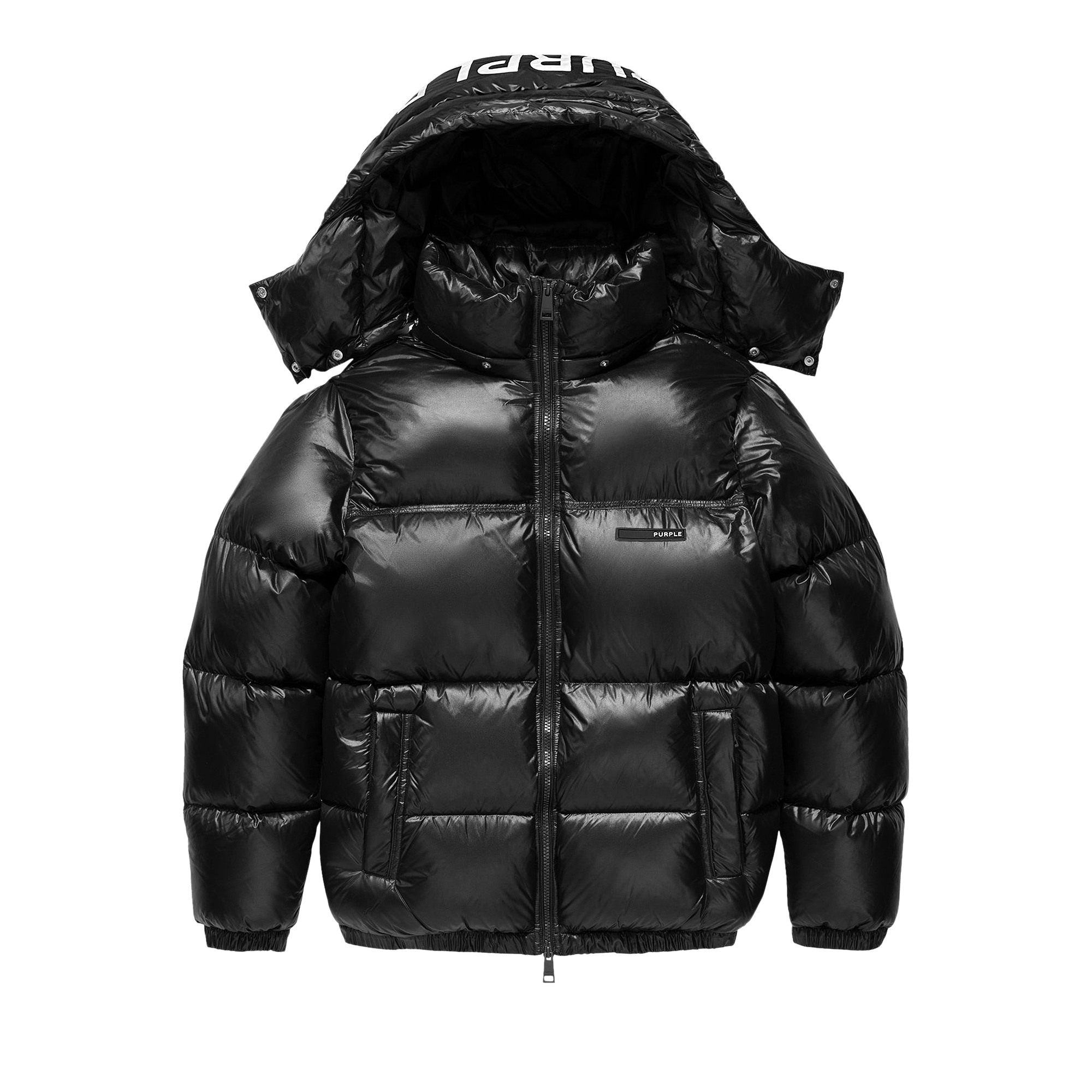 PURPLE BRAND Poly Snap Off Hood Puffer Jacket 'Black'