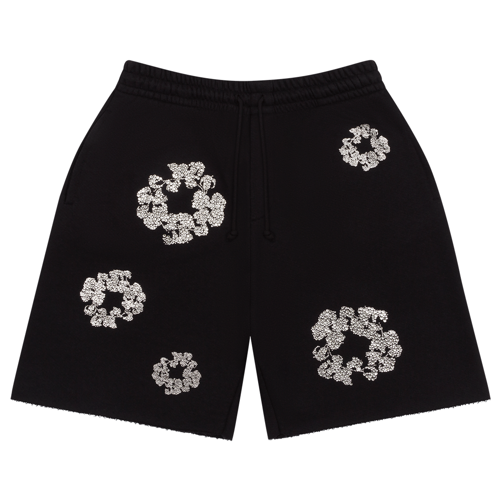 Denim Tears Cashmere Swarovski Cotton Wreath Shorts 'Black'