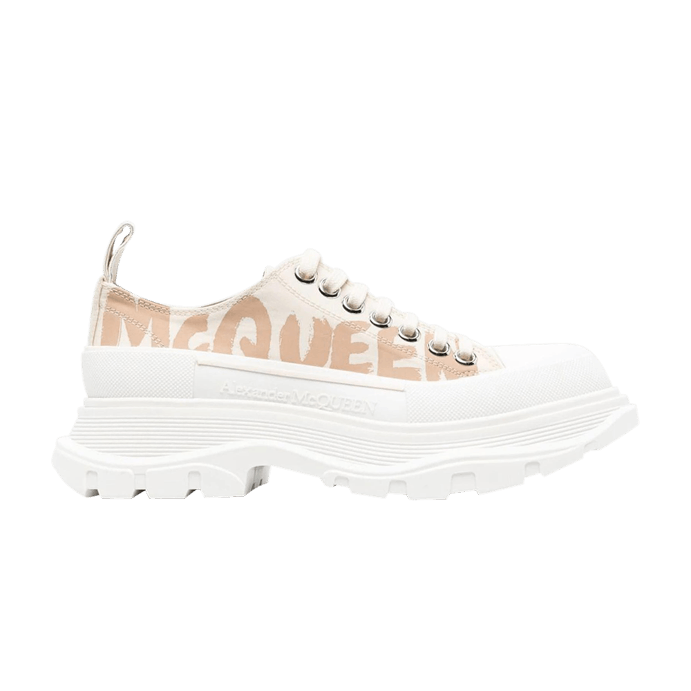 Alexander McQueen Wmns Tread Slick Lace Up 'McQueen Graffiti Logo - Beige'