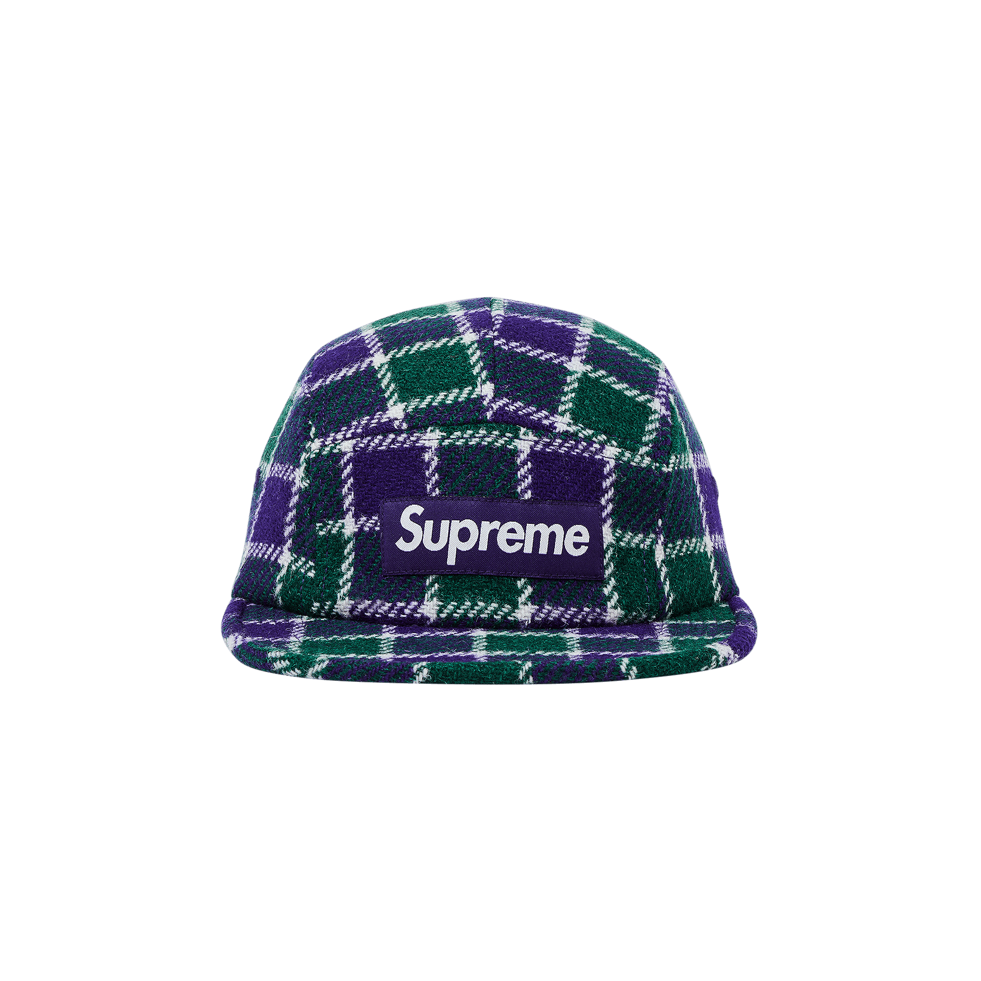 Supreme Harris Tweed Camp Cap 'Green Plaid'