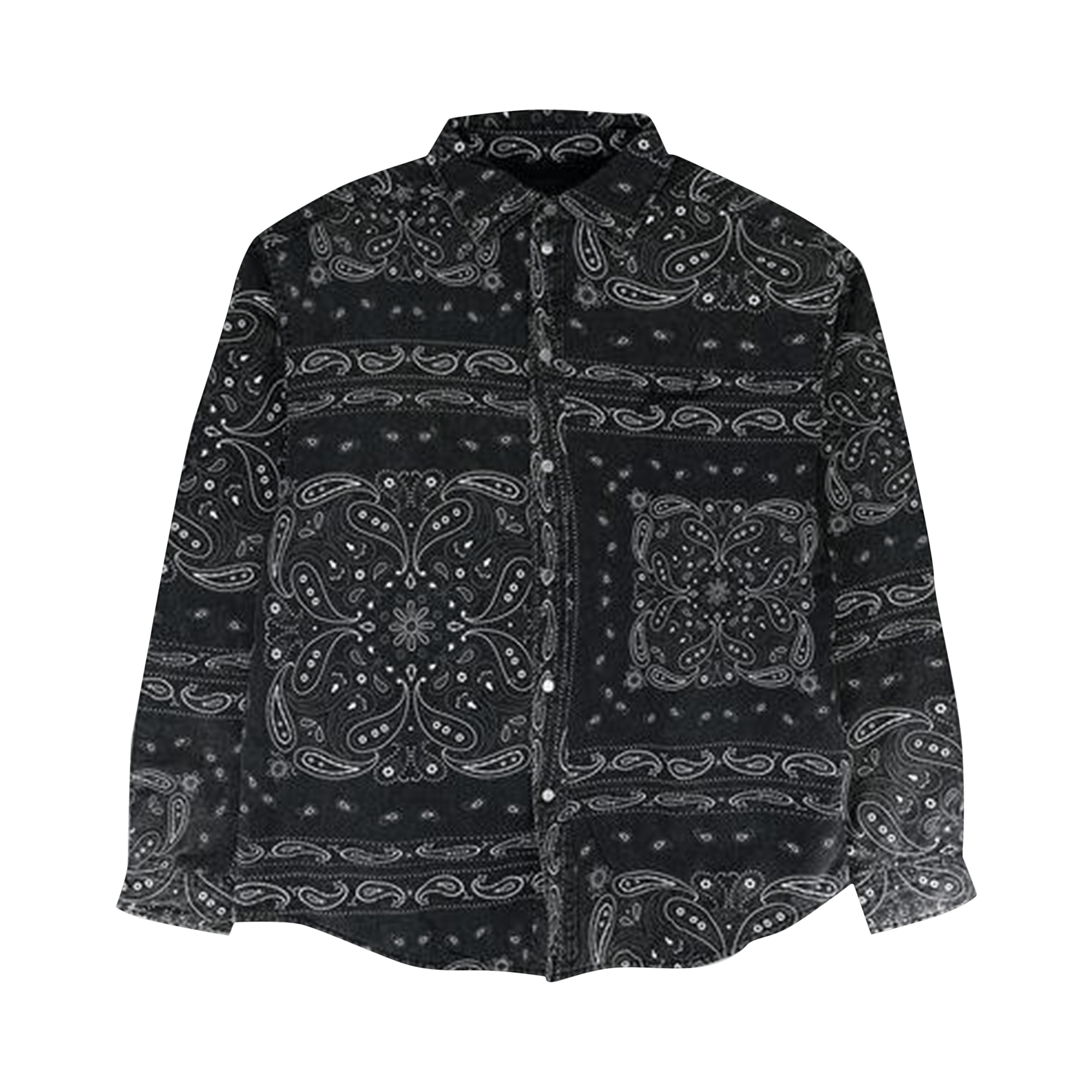 PURPLE BRAND Bandana Print Long-Sleeve Shirt 'Black'