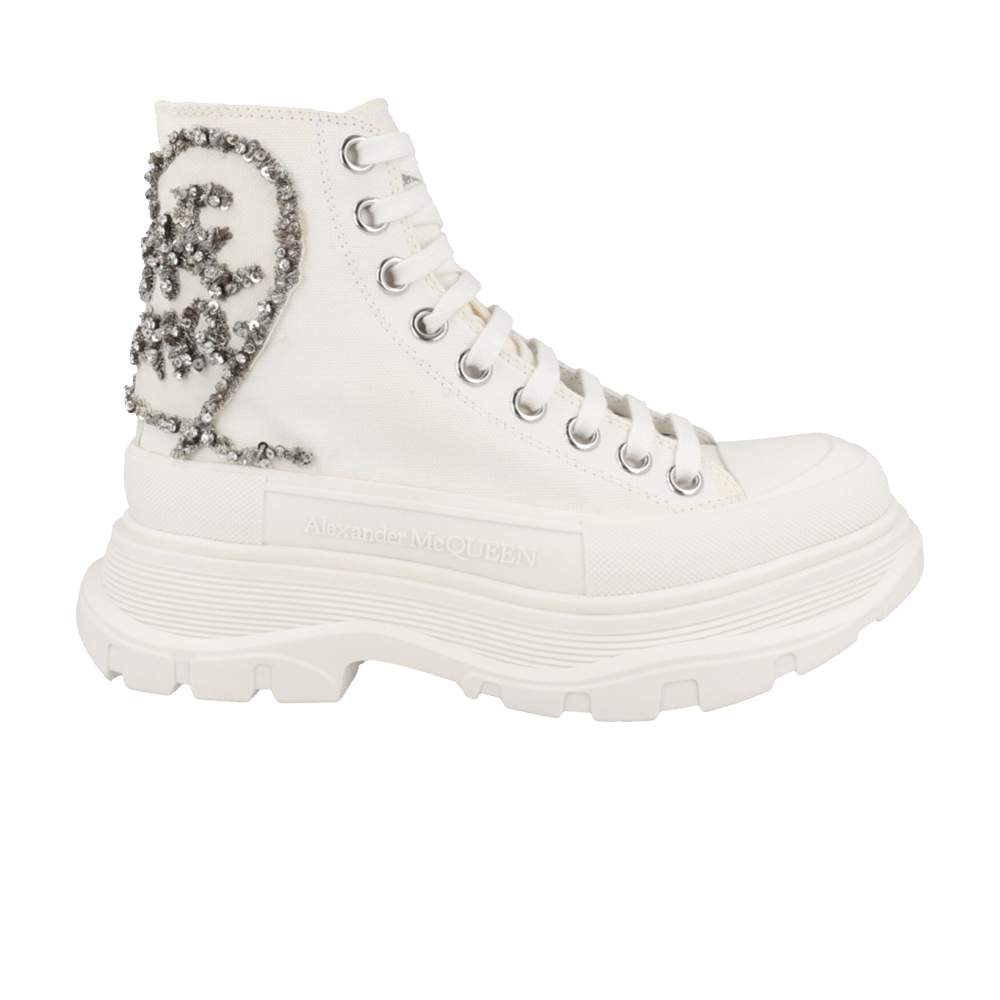Alexander McQueen Wmns Tread Slick Boot 'White Silver Crystal'