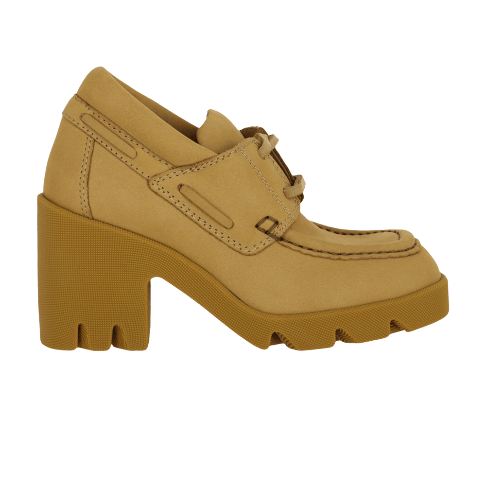Burberry Wmns Stride Leather Heeled Loafer 'Camel'