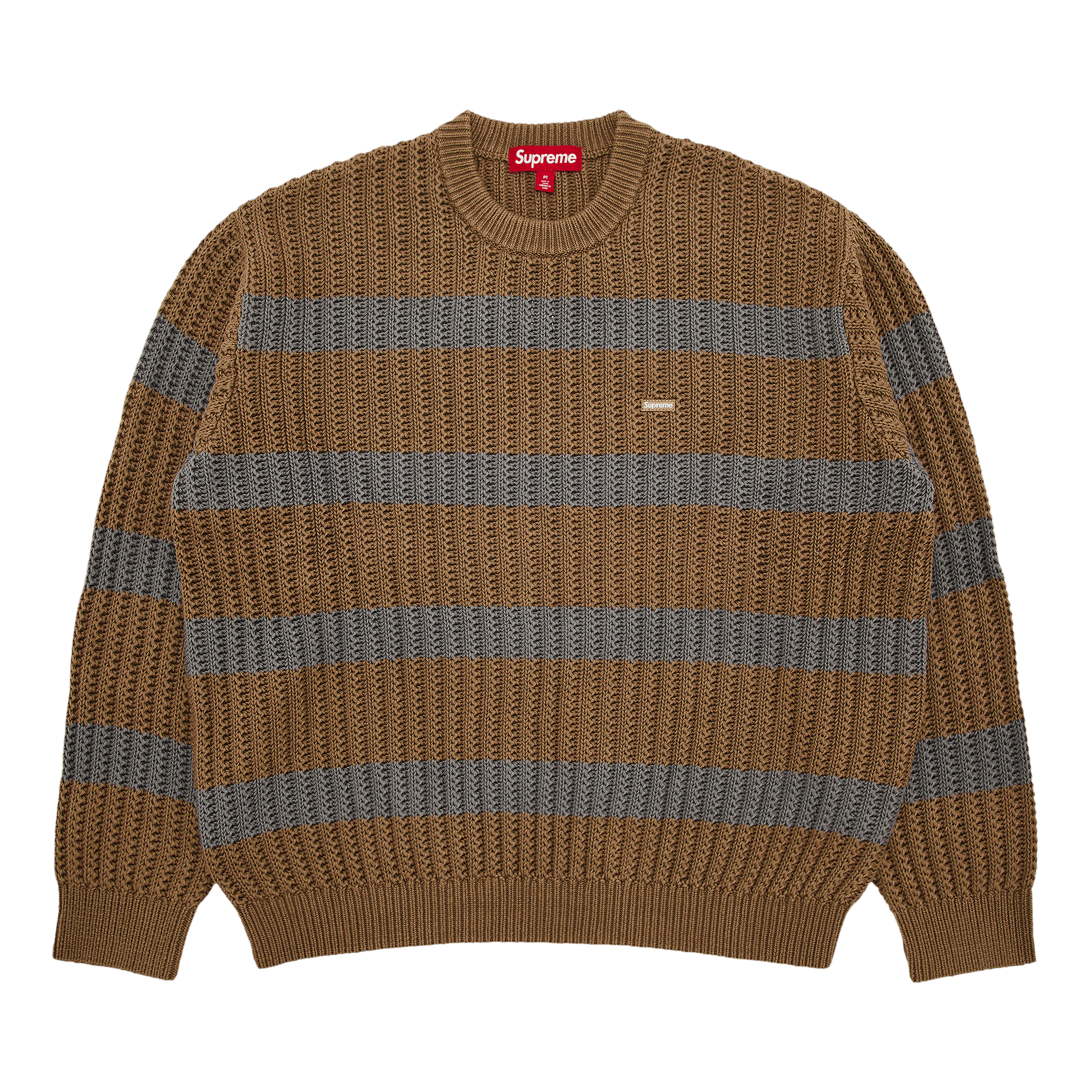 Supreme Loose Gauge Stripe Small Box Sweater 'Khaki'