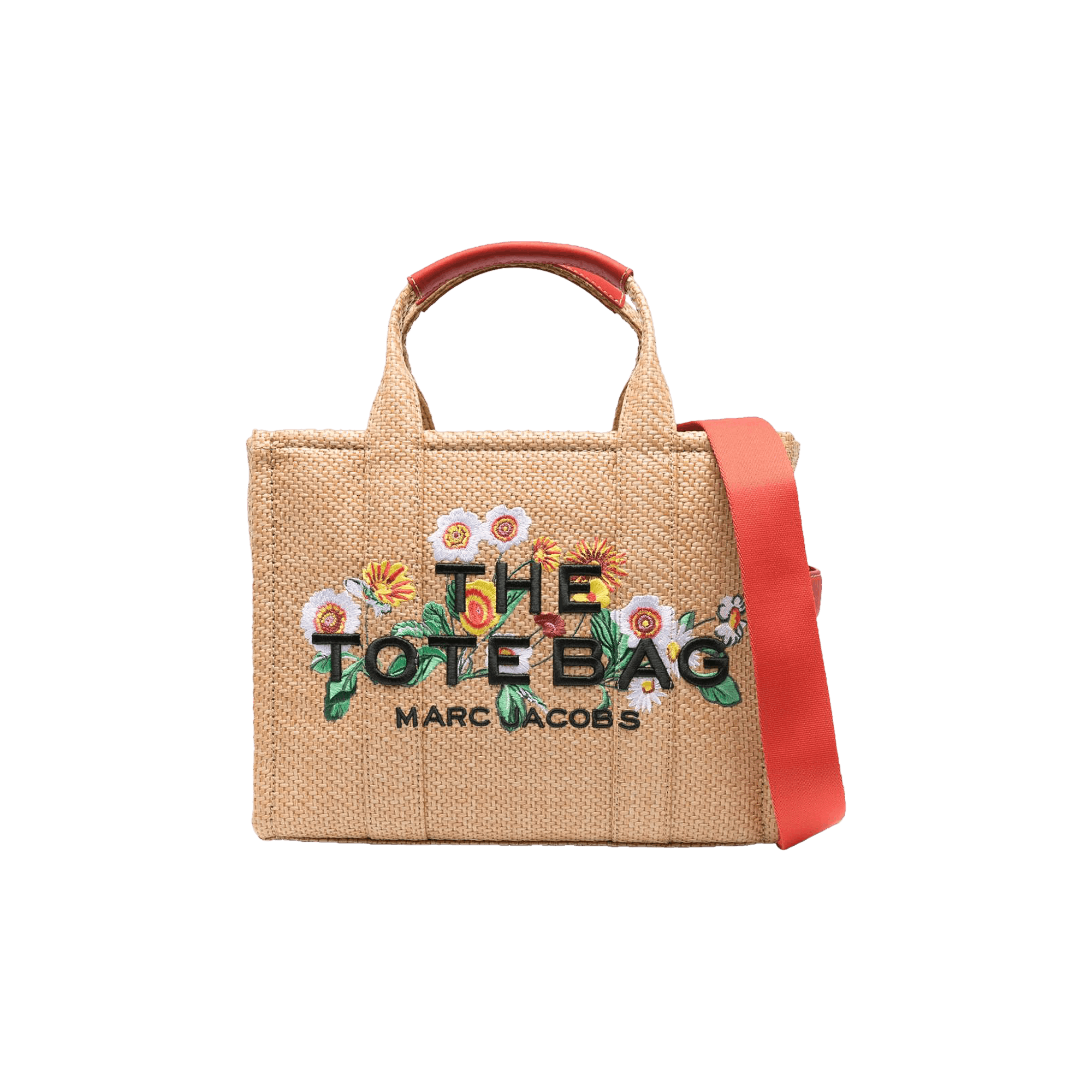 Marc Jacobs Medium Embroidered Daisy Woven Tote Bag 'Natural'