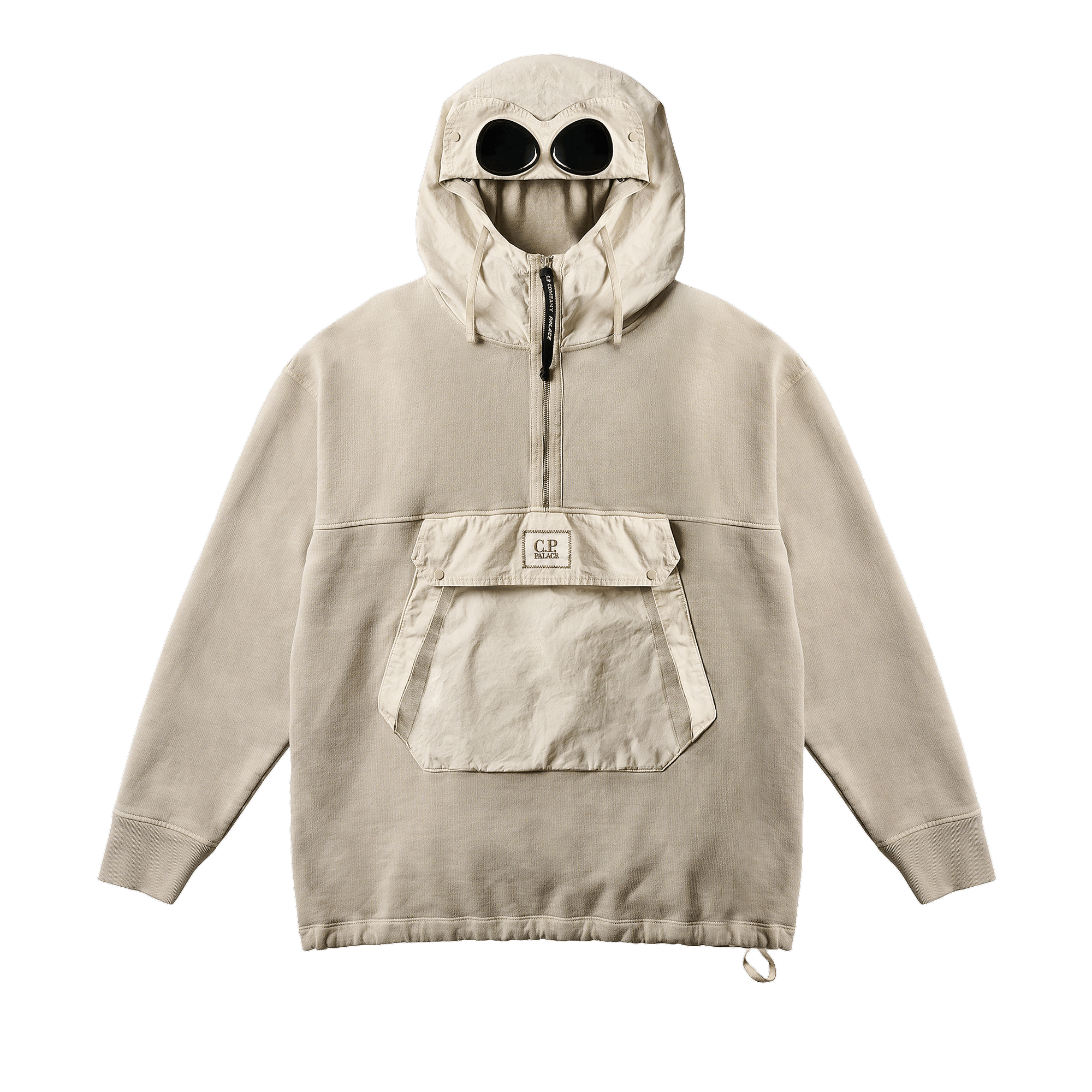 Palace x C.P. Company Fleece Old Goggle Hood 'Stone'