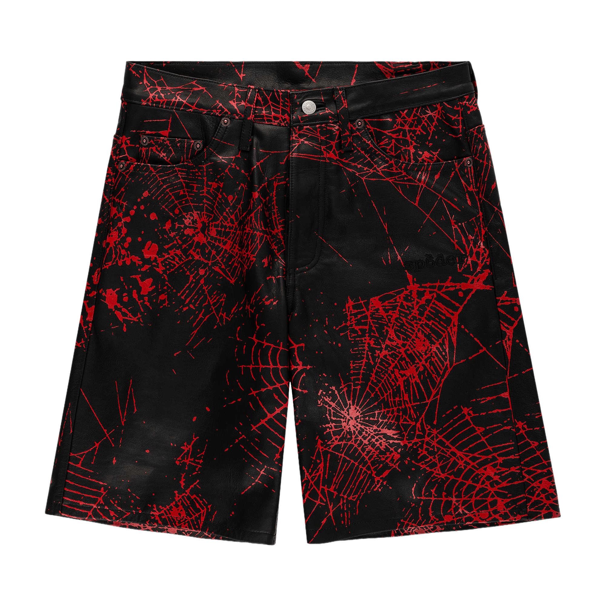 Sp5der V2 Web Leather Shorts 'Black'