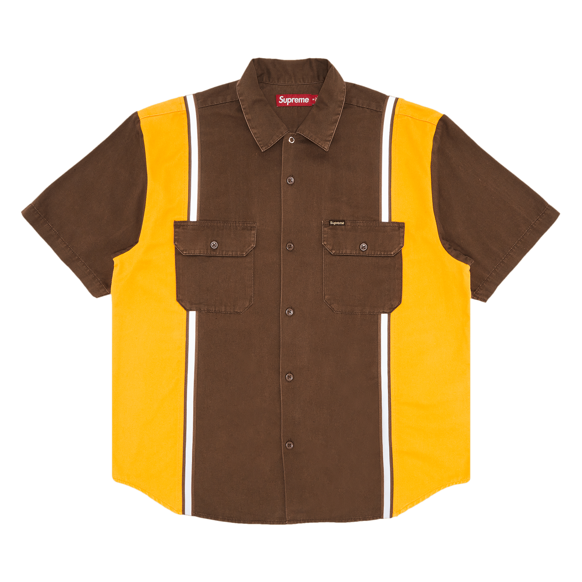 Supreme Reflective Stripe Short-Sleeve Work Shirt 'Brown'