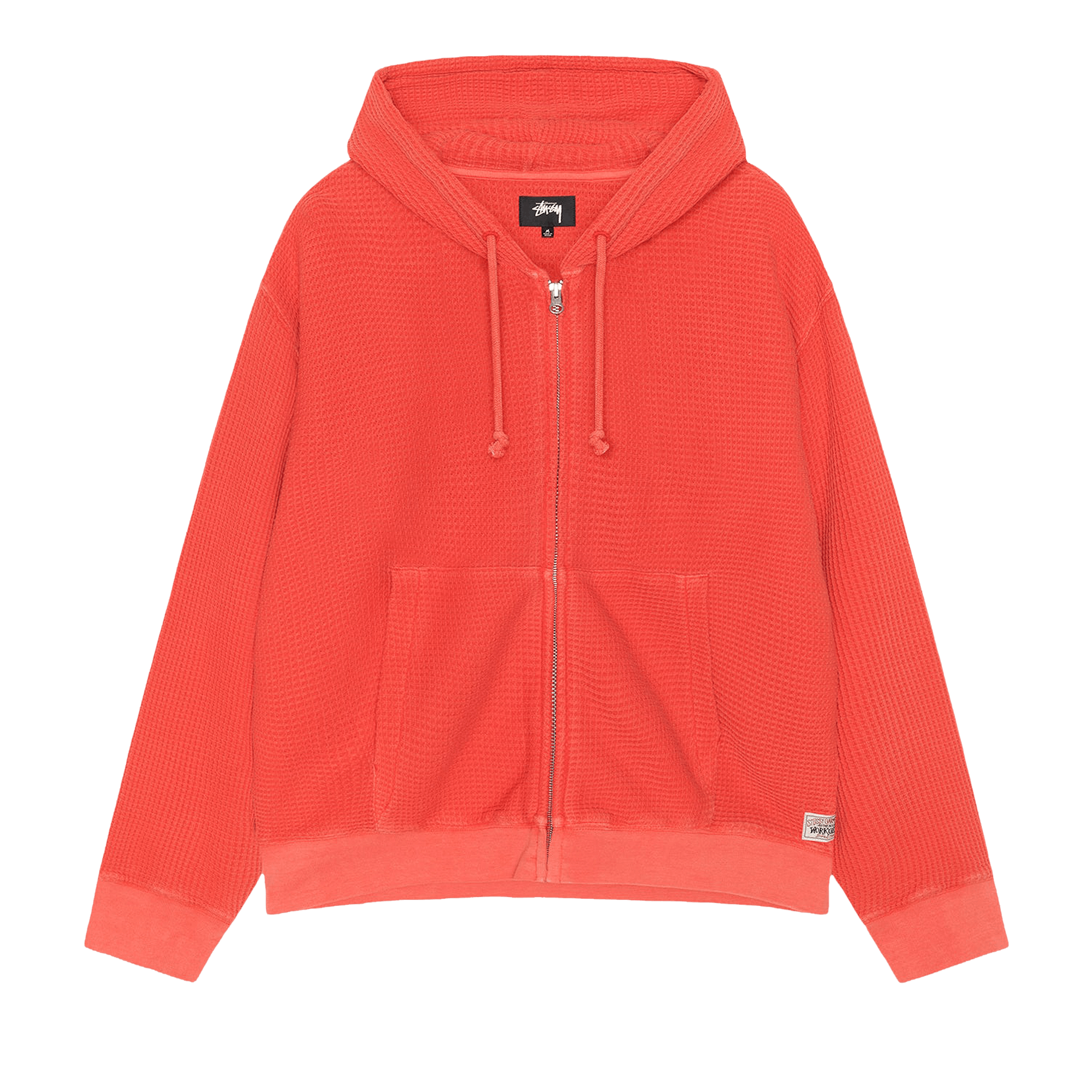 Stussy Double Layer Waffle Zip Hoodie 'Red'