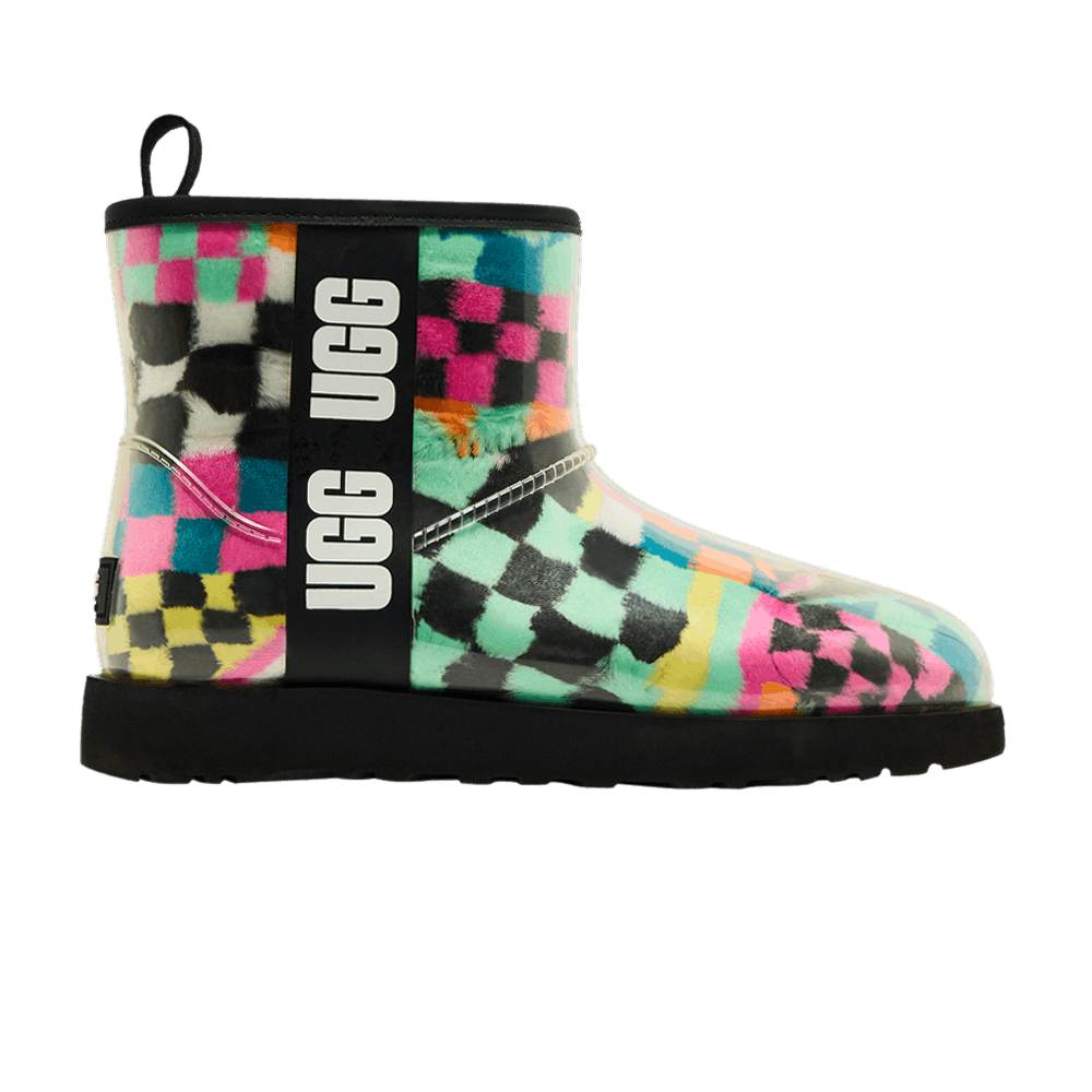 UGG Wmns Classic Clear Mini Boot 'Black Multi-Color Checkerboard'