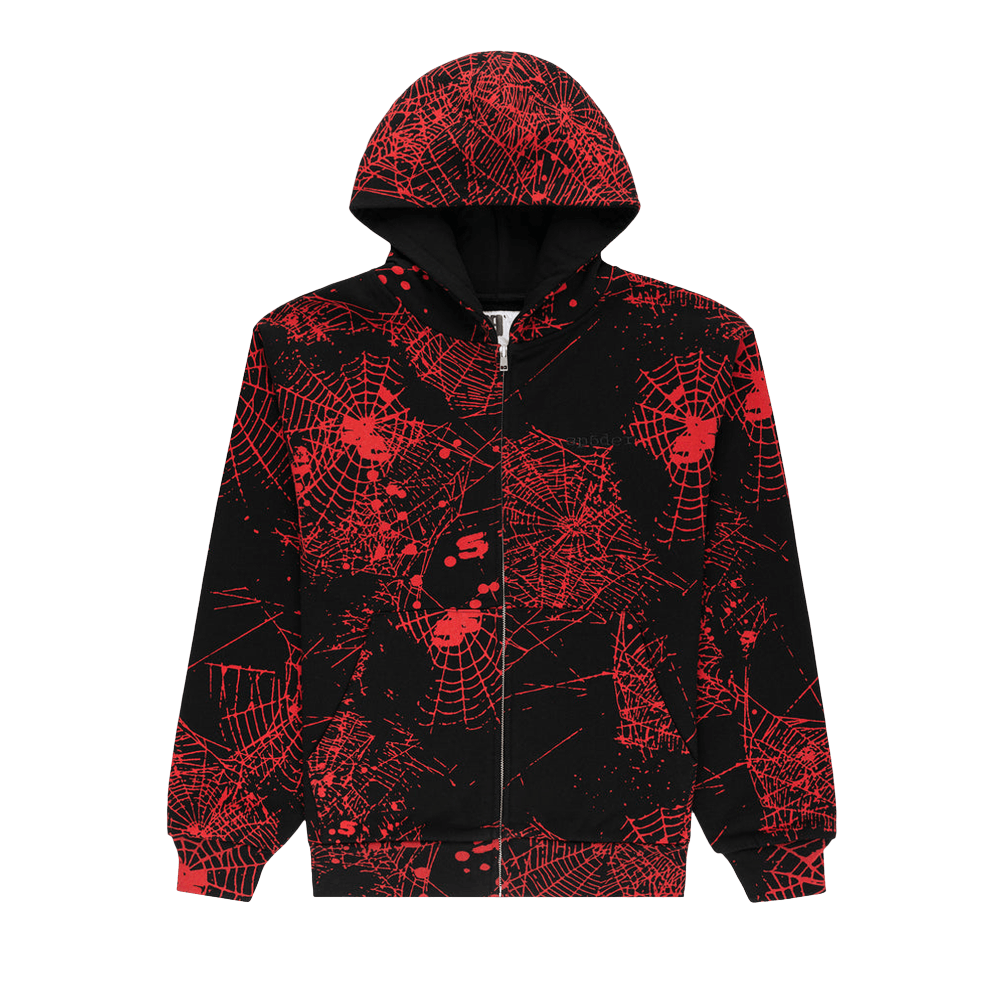 Sp5der Aop Web V2 Zip Up Hoodie 'Black'
