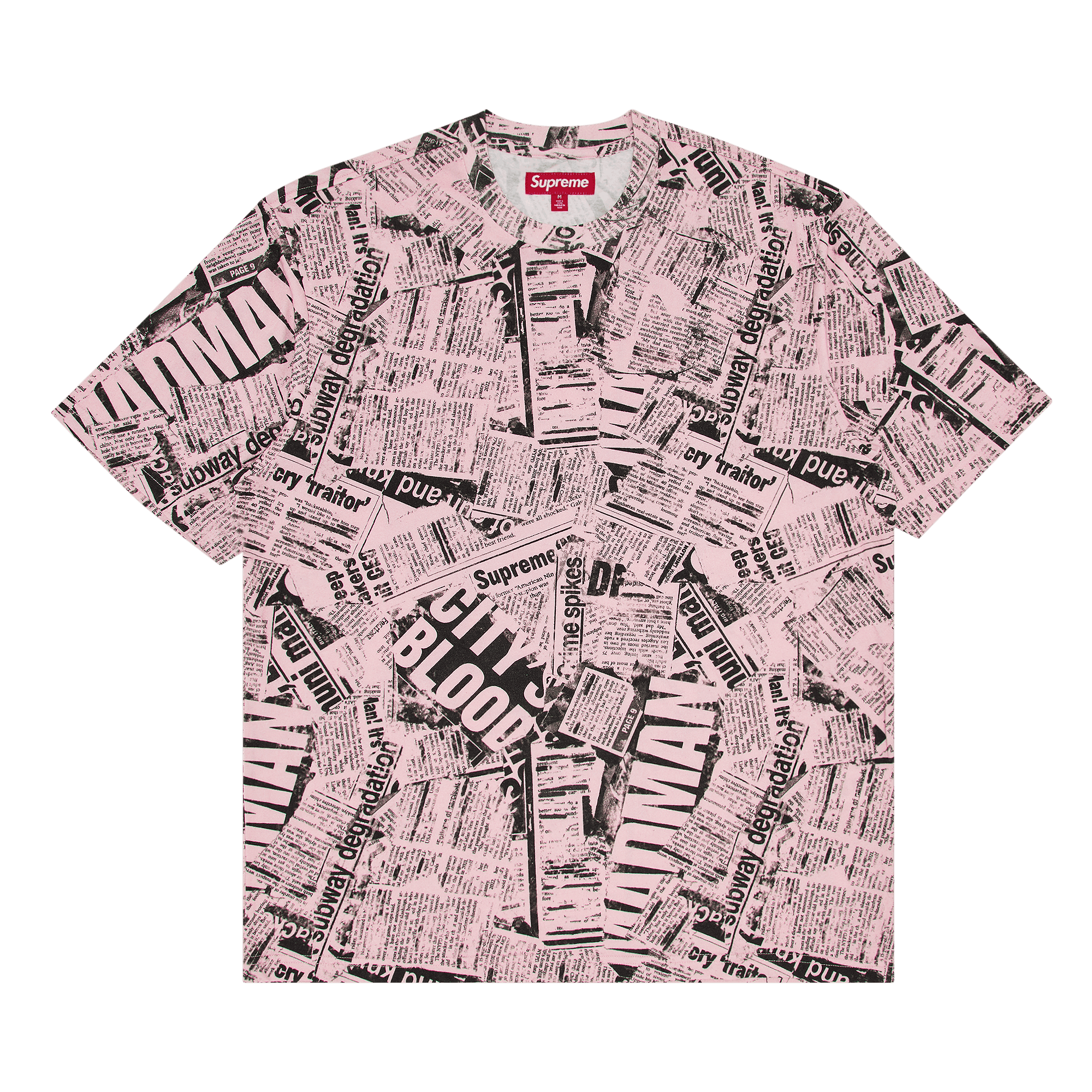 Supreme Newspaper Short-Sleeve Top 'Pink'