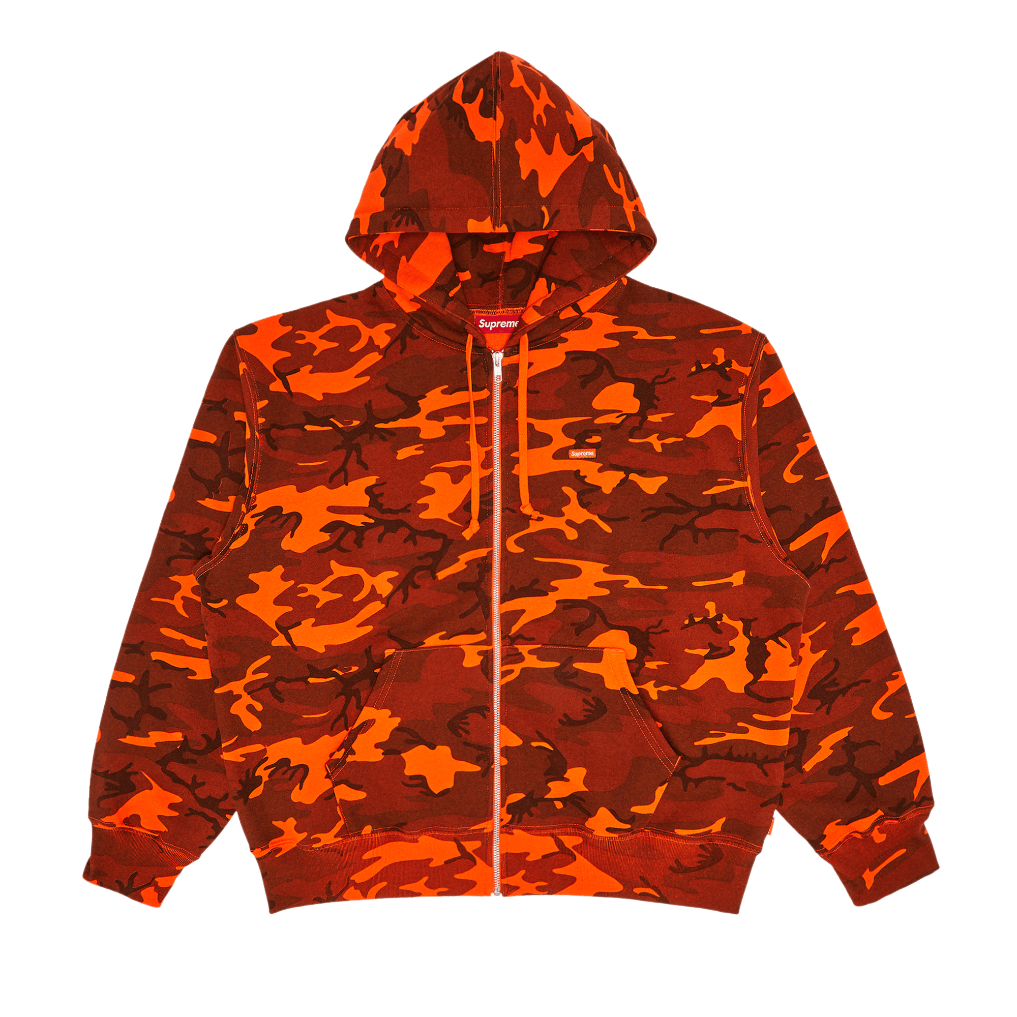Supreme Small Box Zip Up Hooded Sweatshirt 'Bright Orange Camo'