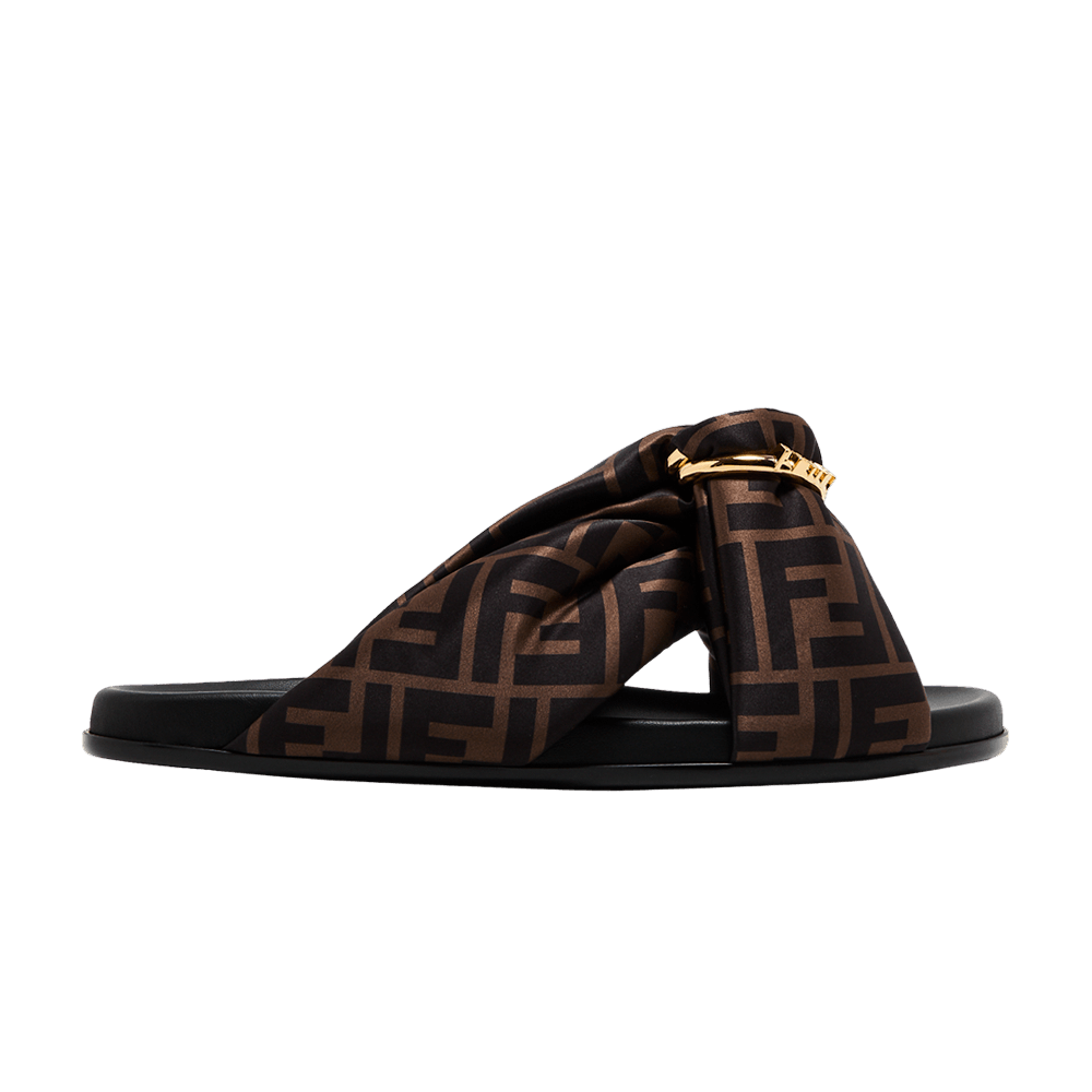FENDI レディース サンダル 8X8645 AE7S F0R7V Buy Fendi Wmns Feel FF Satin Slide 'Brown' - 8X8645 AE7S