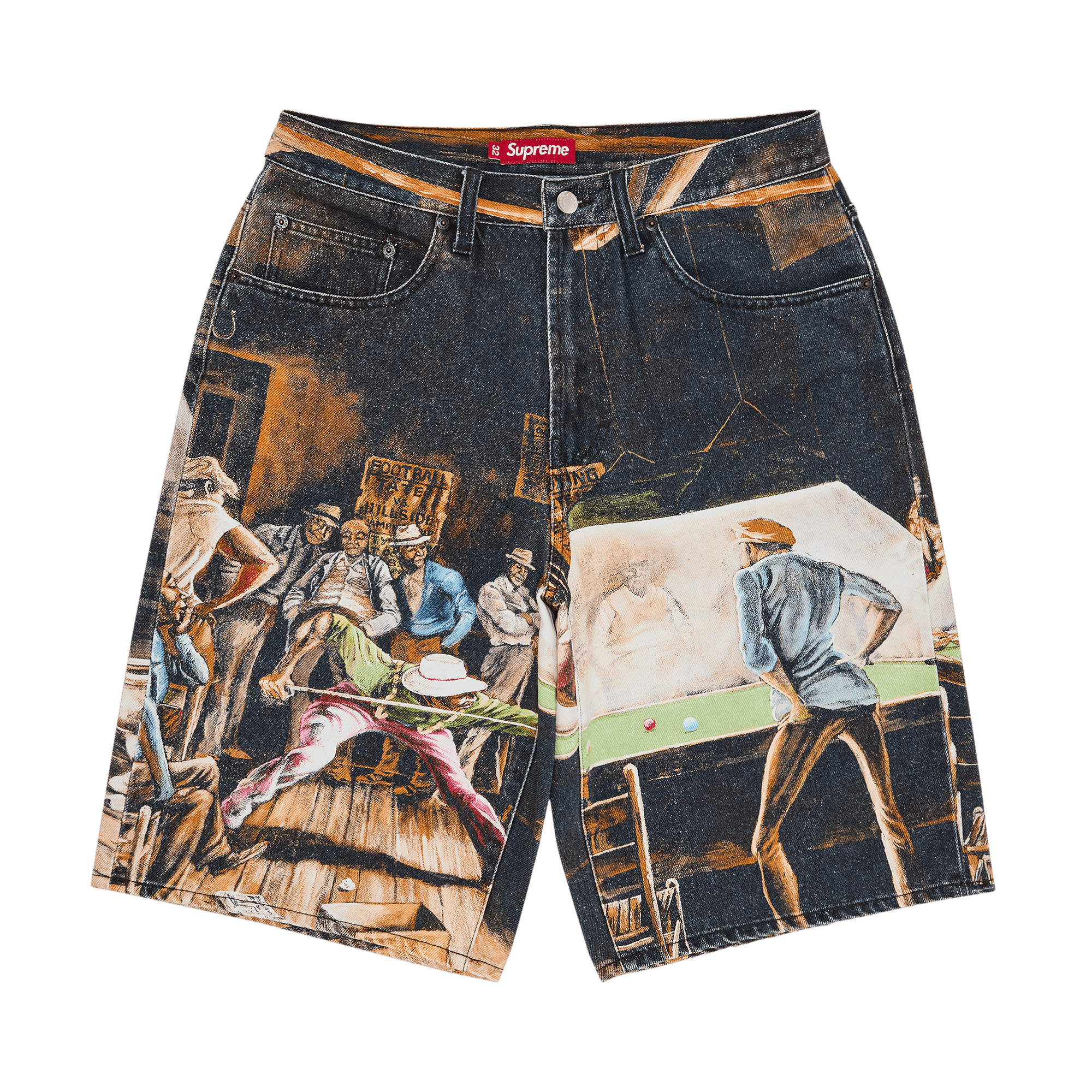 Supreme x Ernie Barnes Baggy Denim Short 'Pool Hall'
