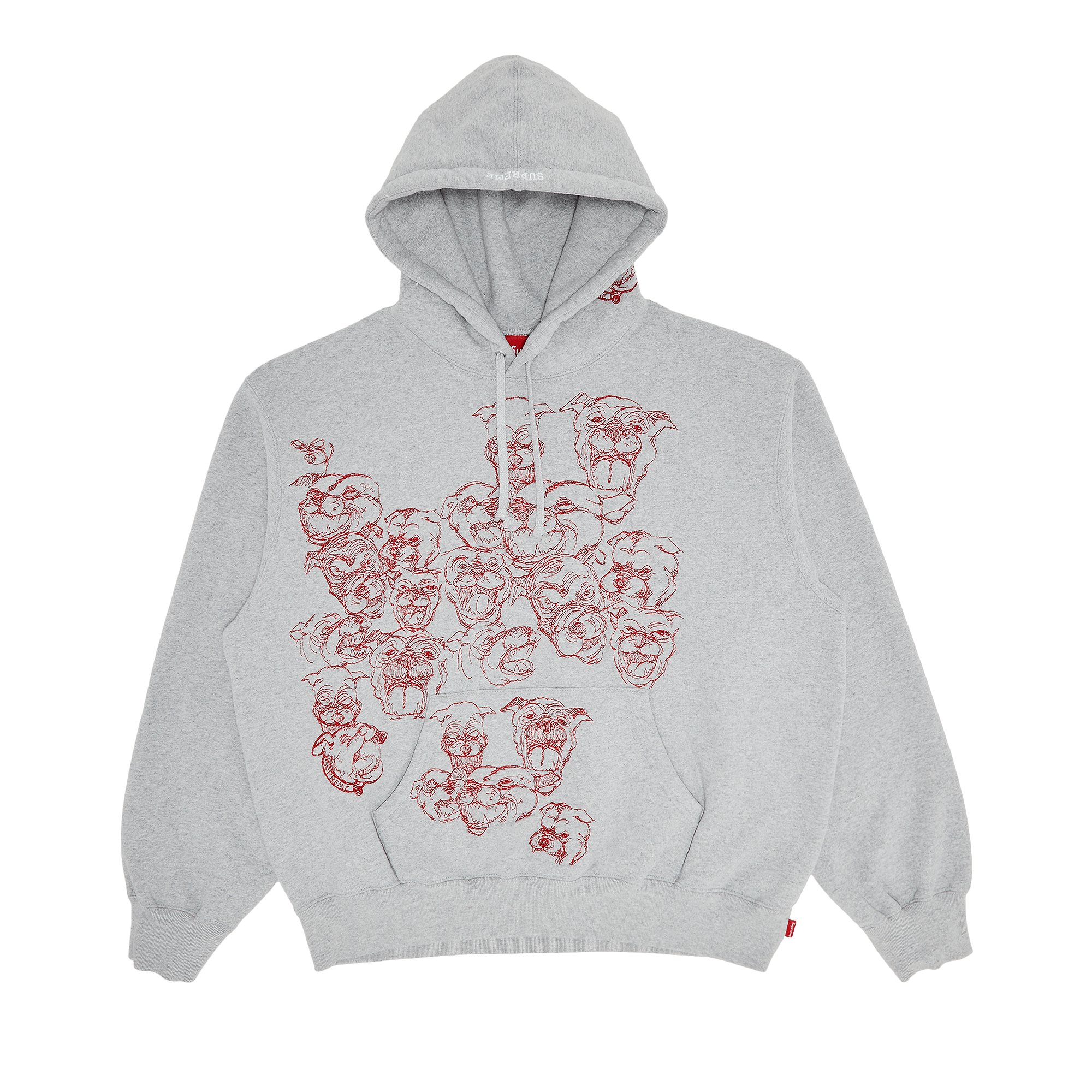Supreme Pitbulls Embroidered Hooded Sweatshirt 'Heather Grey'