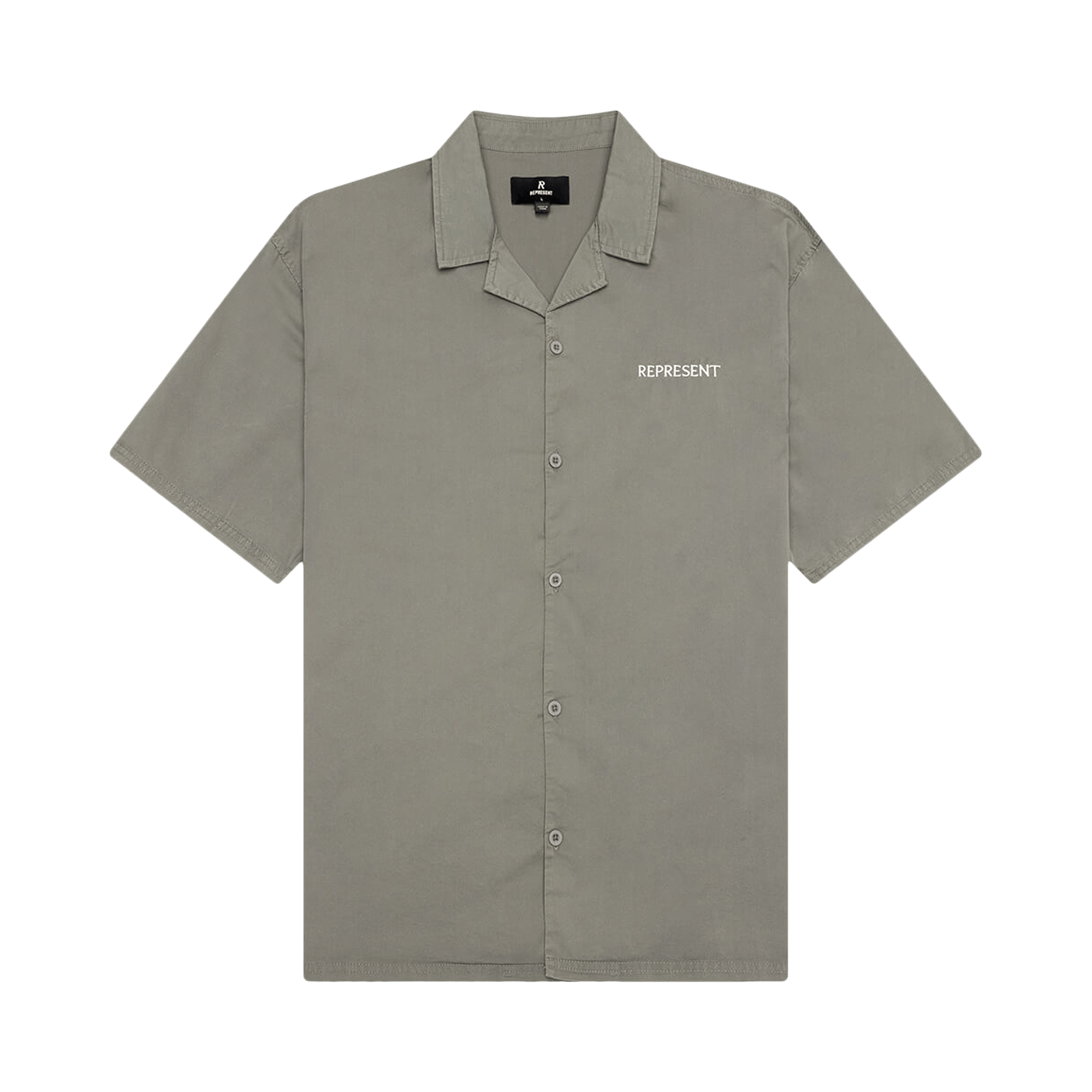 Represent Clo Script Camp Collar Shirt 'Washed Khaki'