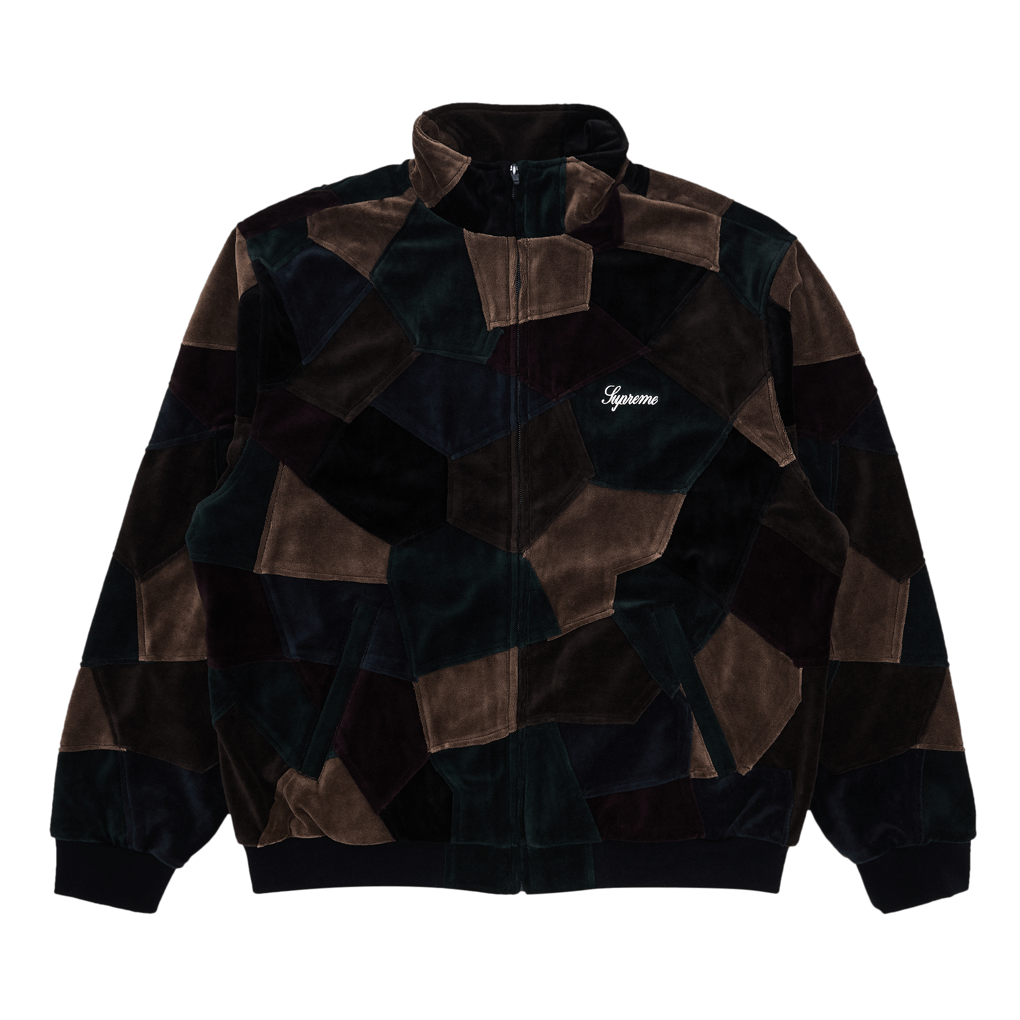 Supreme Patchwork Velour Track Jacket 'Dark Navy'
