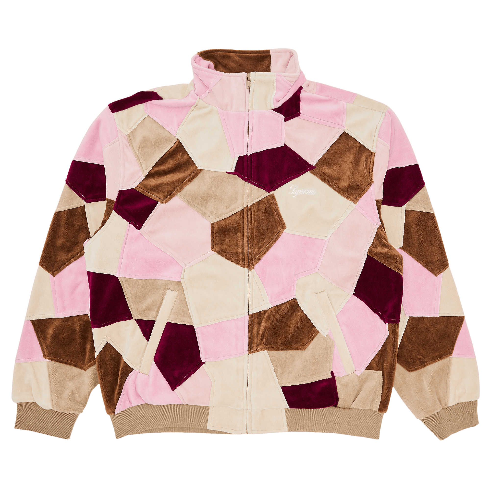Supreme Patchwork Velour Track Jacket 'Tan'