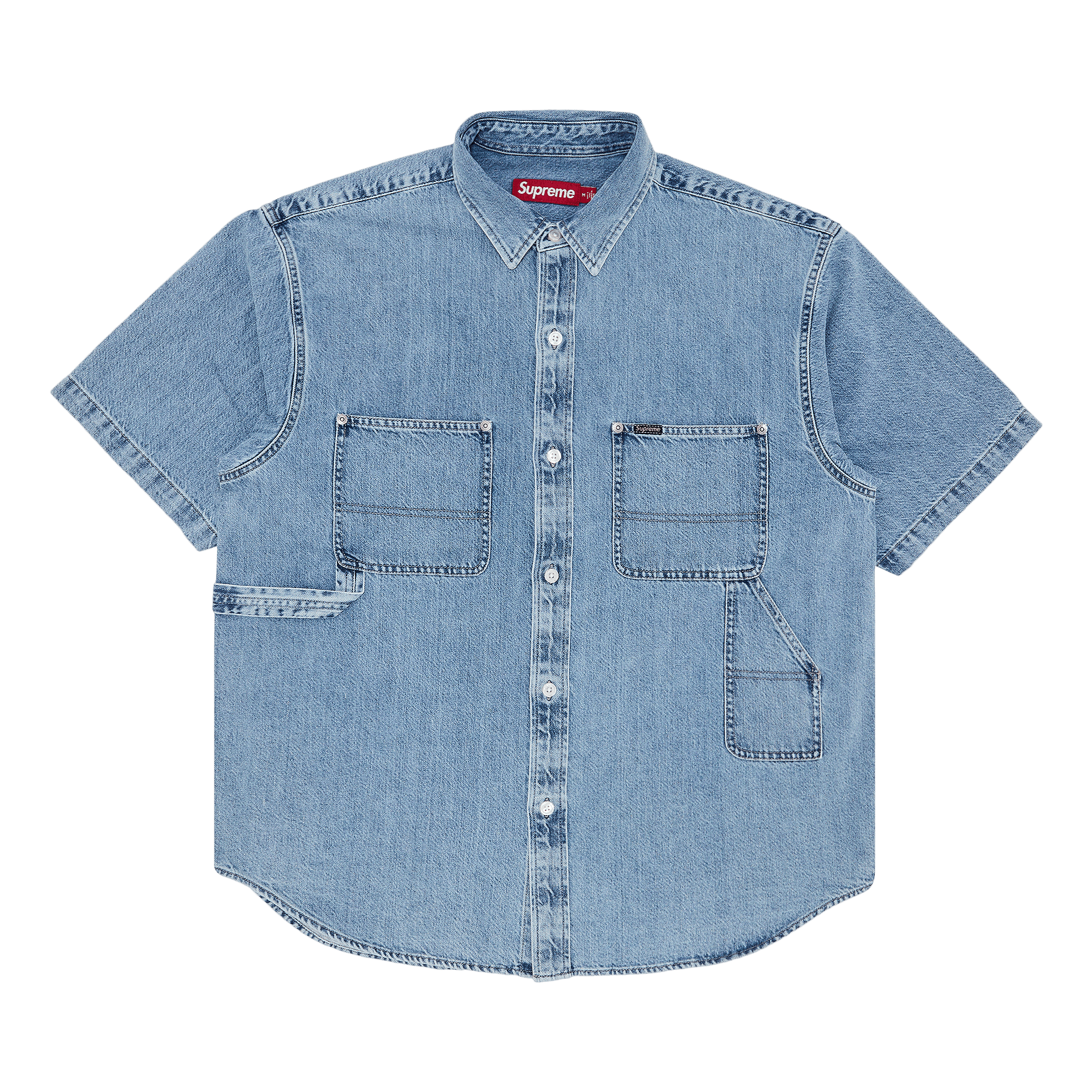 Supreme Loose Fit Short-Sleeve Denim Painter Shirt 'Washed Indigo'
