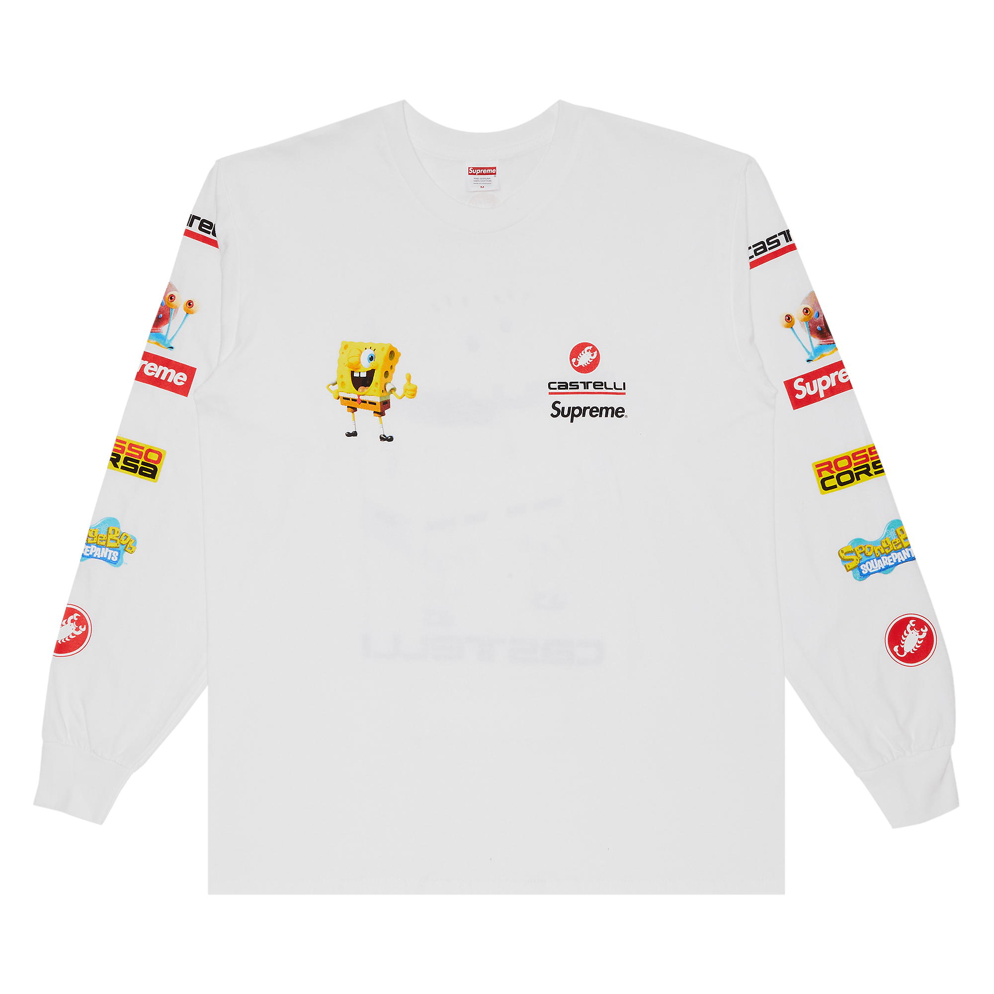 Supreme x Spongebob Squarepants x Castelli Racing Long-Sleeve Tee 'White'