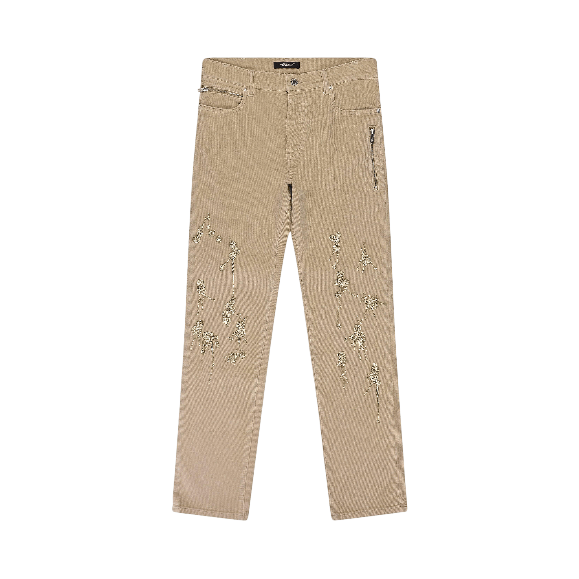 Undercover Bead Detail Slim Fit Trousers 'Light Beige'