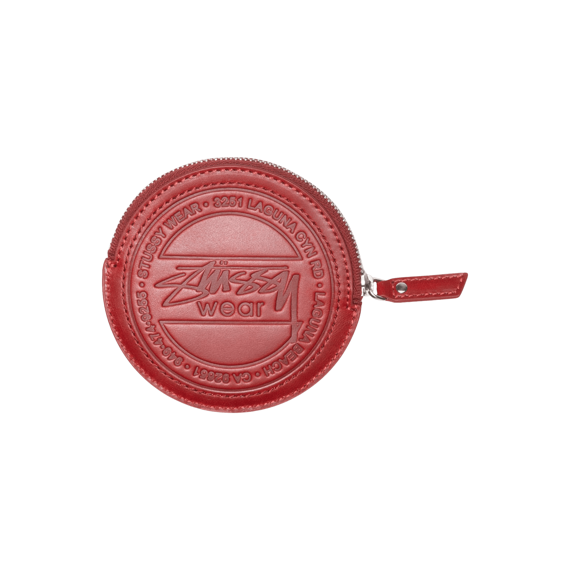 Stussy Surf Dot Leather Pouch 'Fire Red'