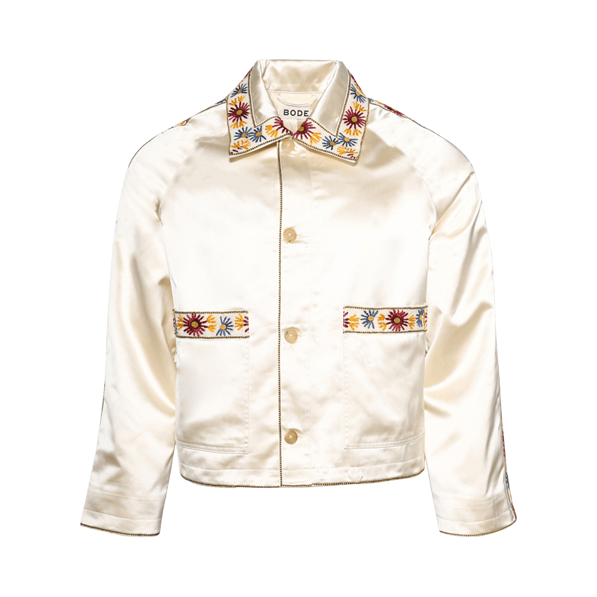 Buy Bode Suede Rickrack Workshirt 'White/Black' - MR0W000039 WHIT