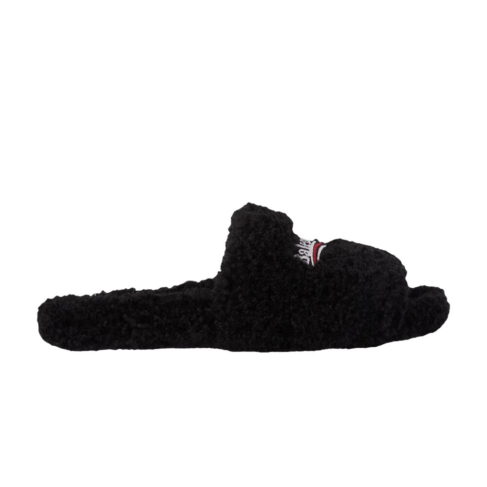 【BALENCIAGA】Furry Slide Sandal Allover Logo ★関税送料込み Women's Furry Platform Sandal in Black | Balenciaga US